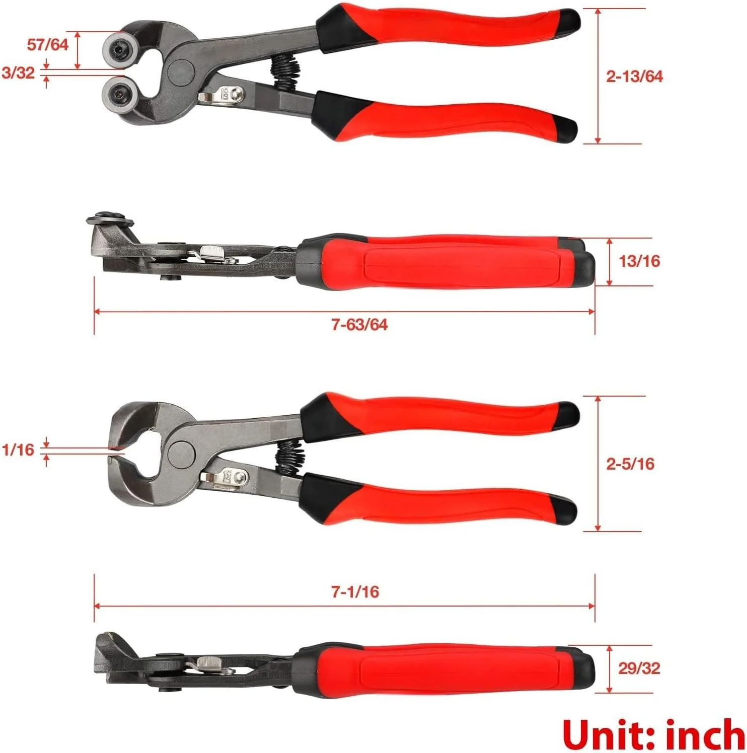 مجموعه دو عددی انبر کاشی شیشه ای وایت شاپ - انبر موزاییک شیشه ای چرخ دار سنگین و انبر کاشی سرامیکی HD، انبر برش کاشی دسته نرم - انبر شکل دهی، ابزار برش انبر، سنگ، فلز