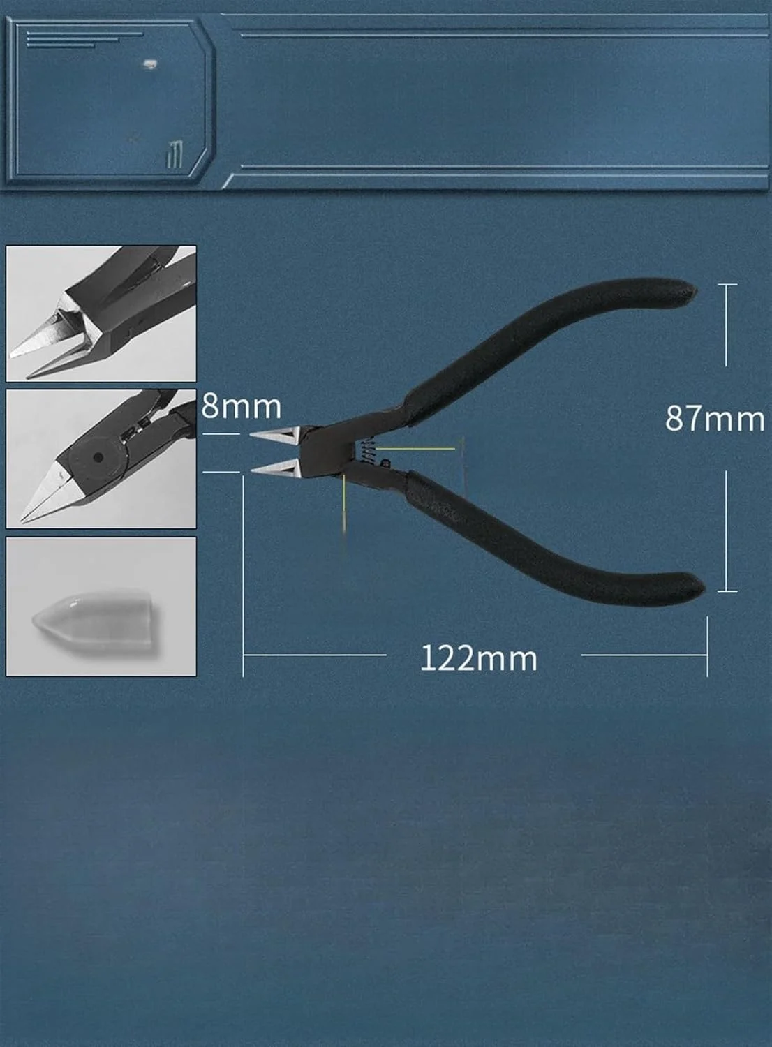 انبر مدل THE WHITE SHOP، با تیغه تیز و نازک و جعبه تیغه، ابزار مدل پلاستیکی، سیم چین برای ساخت، تعمیر و اصلاح گاندام، مشکی (اندازه: MS-100)