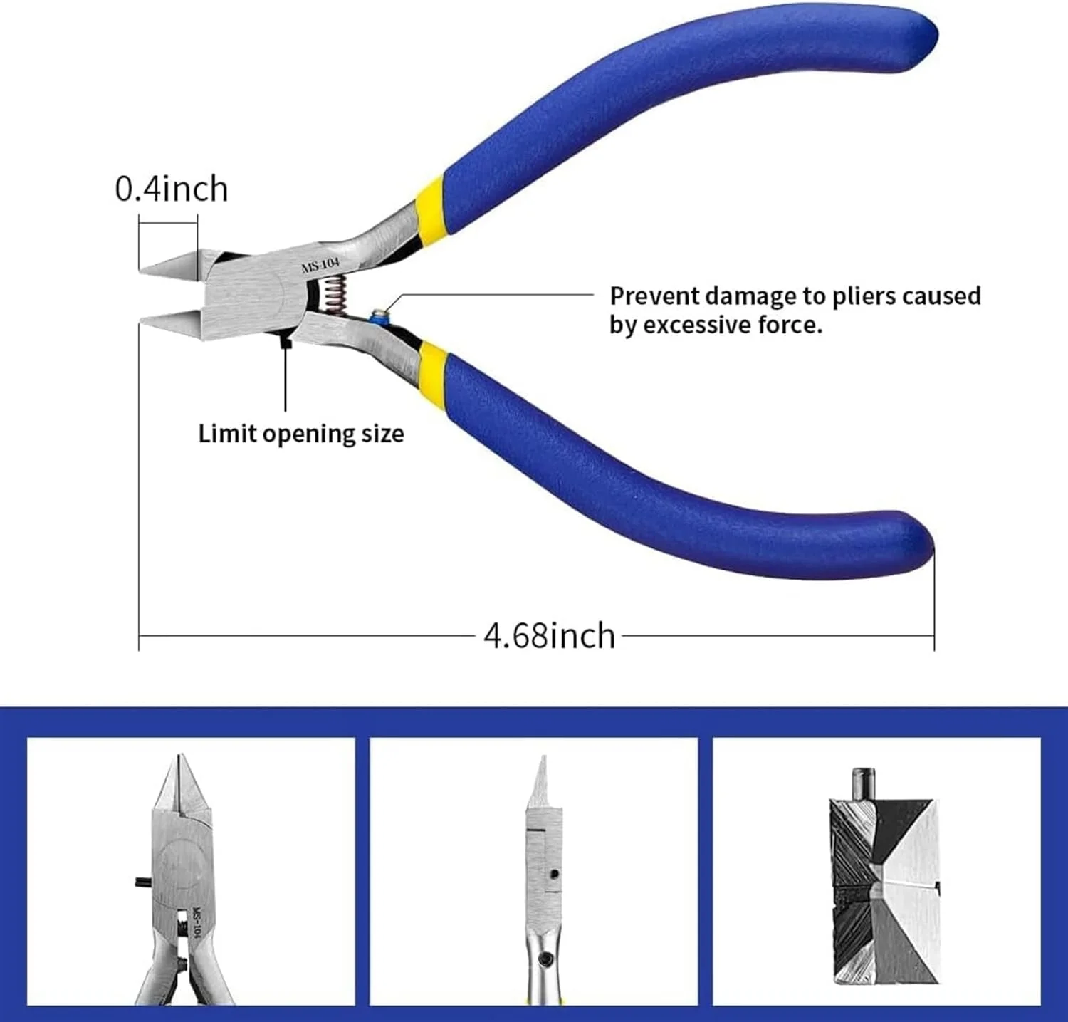 قیچی مدل نیپر فروشگاه سفید، سیم چین 5 اینچی، برای تعمیر مدل پلاستیکی گاندام و ثابت کردن، سیم چین کوچک حرفه ای با فنر برای گل های مصنوعی، ساخت مدل DIY (آبی)