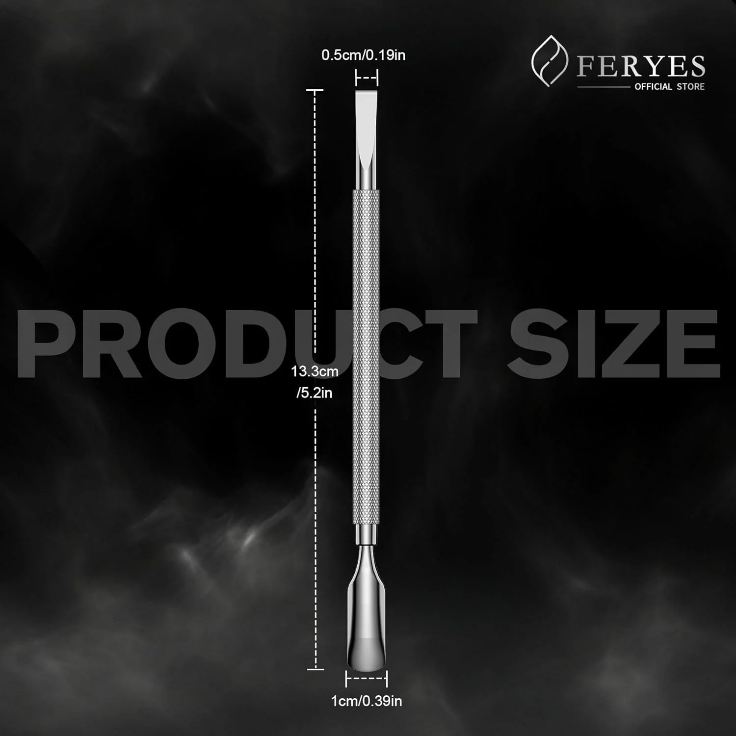 ابزار عقب‌راننده کوتیکول دو طرفه استیل ضد زنگ 5.2 اینچی، ابزار حرفه‌ای حذف لاک برای مانیکور و پدیکور، مناسب برای استفاده در خانه و سالن