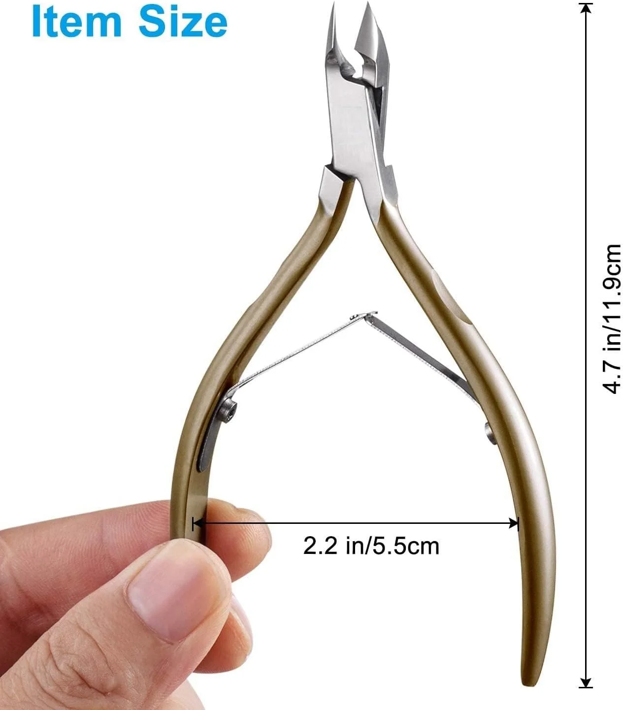 قیچی مانیکور و پدیکور ناخن فروشگاه سفید، از جنس استیل ضد زنگ، ابزار حذف پوست های اضافه، تیغه بسیار تیز (رنگ: طلایی)