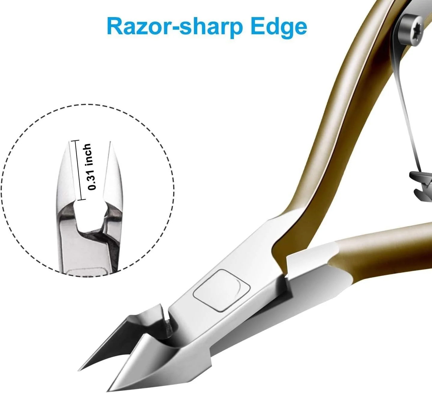 قیچی مانیکور و پدیکور ناخن فروشگاه سفید، از جنس استیل ضد زنگ، ابزار حذف پوست های اضافه، تیغه بسیار تیز (رنگ: طلایی)