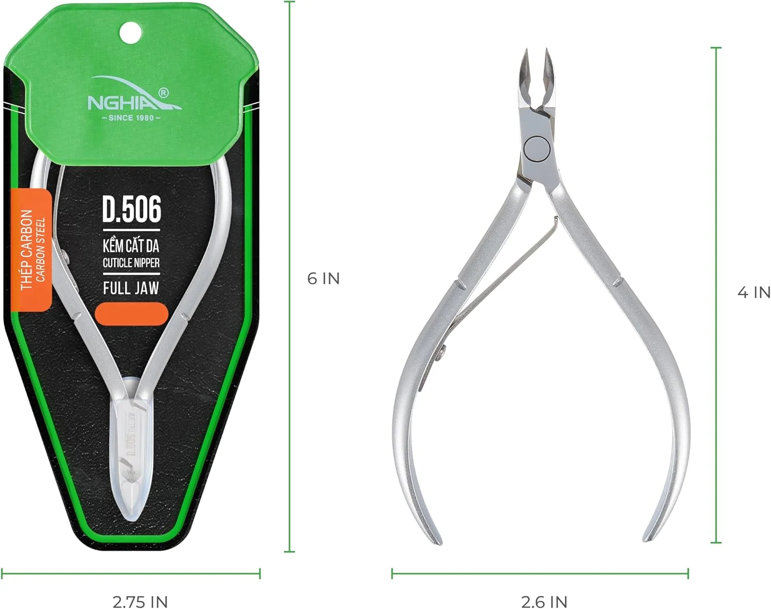 گوشت گیر ناخن استیل سخت درجه یک - D-506، گوشت گیر دقیق ناخن با فک کامل روکش خاکستری و فنر تکی