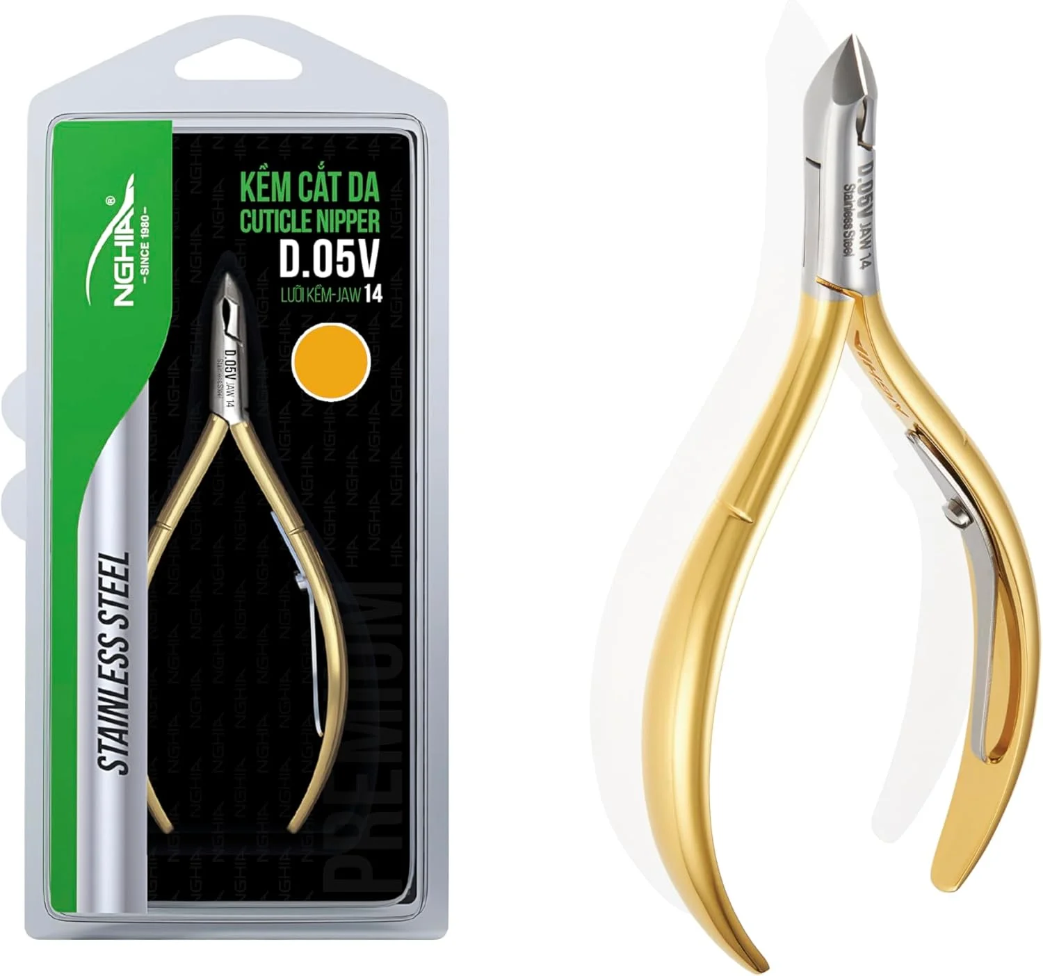 انبرک گوشتگیر ناخن Nghia D-05، استیل ضد زنگ، رنگ طلایی، تیغه 6 میلیمتری انبرک گوشتگیر ناخن Nghia D-05، استیل ضد زنگ، رنگ طلایی، تیغه 6 میلیمتری