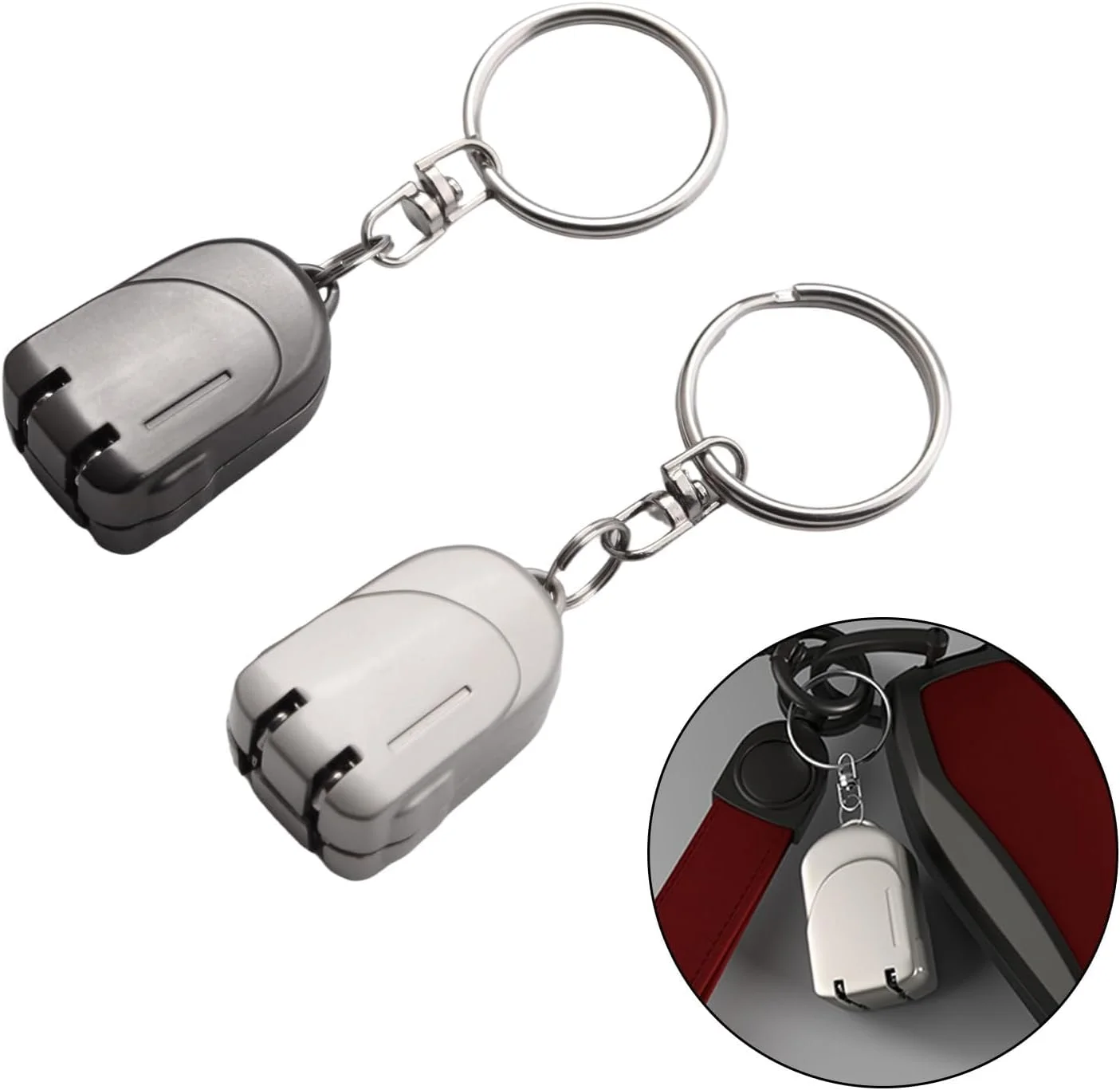 ست دو عددی ناخن گیر تاشو جاکلیدی، ست ناخن گیر مسافرتی استیل ضد زنگ جمع و جور برای آقایان و بانوان، ابزار پیرایش قابل حمل (مشکی و نقره ای)