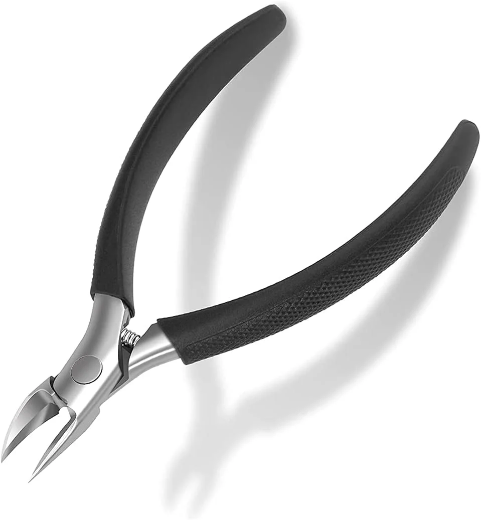 ناخن گیر ELECDON، ست ناخن گیر استیل ضد زنگ برای ناخن های ضخیم و فرو رفته، ناخن گیر بزرگ با دسته سیلیکونی برای سالمندان (مشکی)