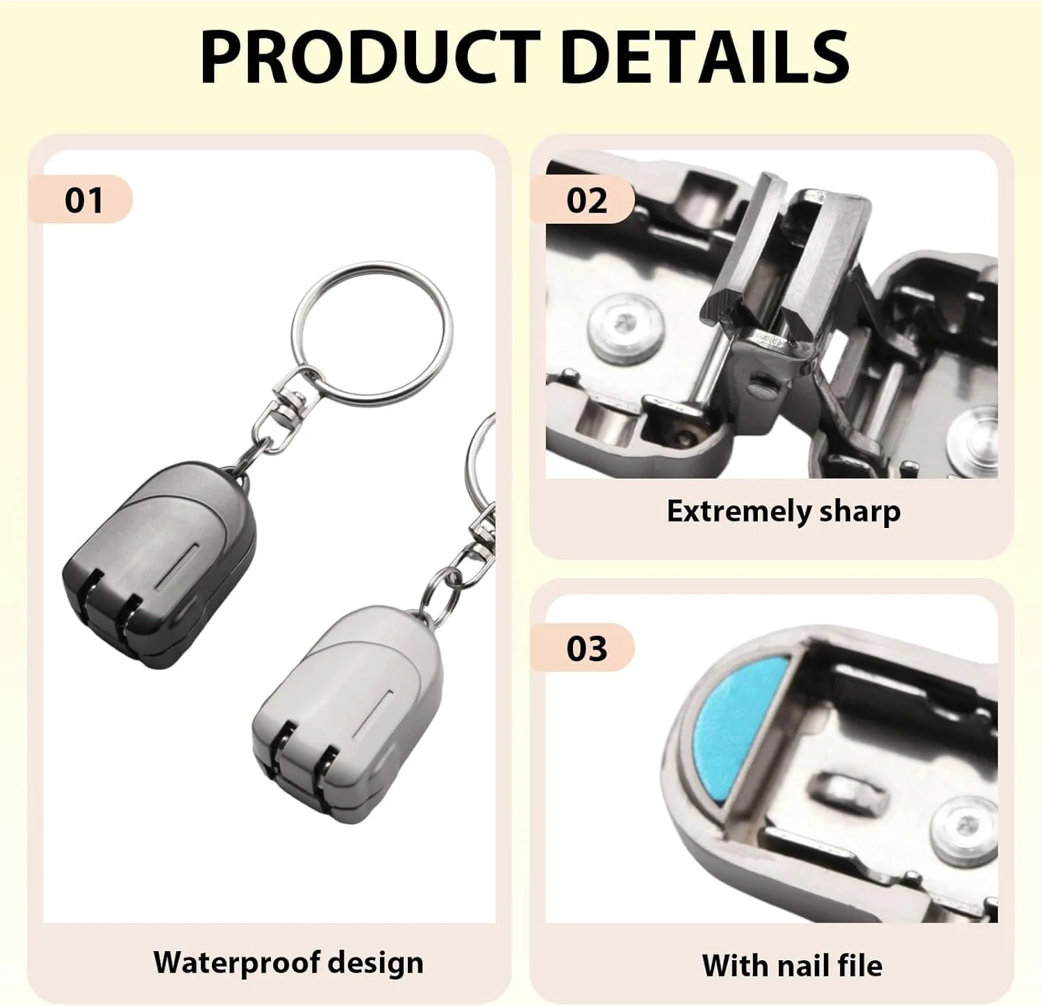 ست دو عددی ناخن گیر تاشو جاکلیدی، ست ناخن گیر مسافرتی استیل ضد زنگ جمع و جور برای آقایان و بانوان، ابزار پیرایش قابل حمل (مشکی و نقره ای) ست دو عددی ناخن گیر تاشو جاکلیدی، ست ناخن گیر مسافرتی استیل ضد زنگ جمع و جور برای آقایان و بانوان، ابزار پیرایش قابل حمل (مشکی و نقره ای)