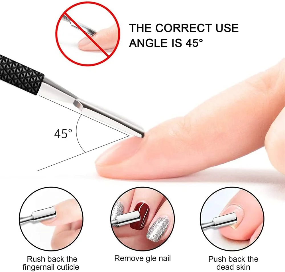 ابزار مانیکور ناخن ELECDON، عقبراننده و کاتر کوتیکول، ابزار پدیکور، عقبراننده کوتیکول دو سر استیل ضد زنگ حرفه ای، ابزار حذف لاک ژل UV، تریمر کوتیکول هنر ناخن (مشکی) ابزار مانیکور ناخن ELECDON، عقبراننده و کاتر کوتیکول، ابزار پدیکور، عقبراننده کوتیکول دو سر استیل ضد زنگ حرفه ای، ابزار حذف لاک ژل UV، تریمر کوتیکول هنر ناخن (مشکی)