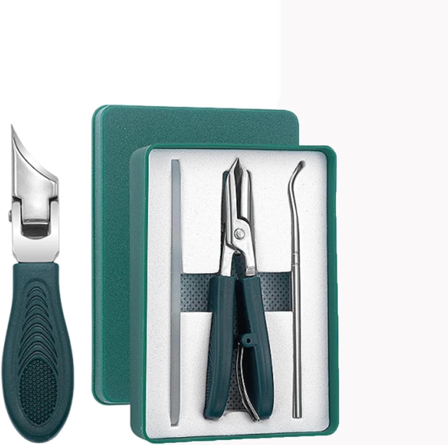 ست سه تکه ناخن گیر نوک عقابی Yelajoy - ناخن گیرهای لبه پخ فوق العاده تیز، کیت پیرایش حرفه ای (سبز)