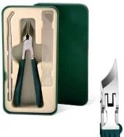 ست سه عددی ناخن گیر لبه دار YelaJoy - دهانه پهن با دسته بلند، ضد پاشش و اریب برای آقایان و بانوان (سبز)