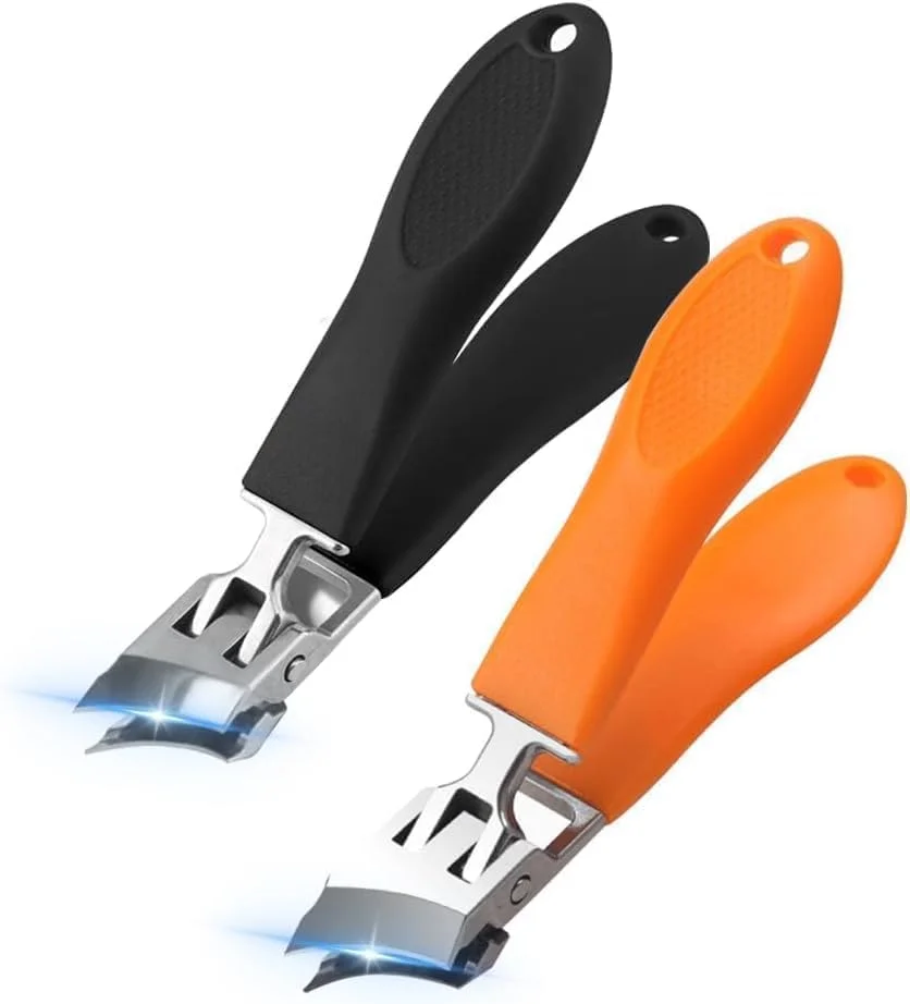 ناخن گیر انگشت پا یلاژوی، دهانه پهن، ضد پاشش، 2 عددی | تیغه های استیل ضد زنگ فوق العاده تیز و مورب، دسته بلند برای ناخن های ضخیم و سفت