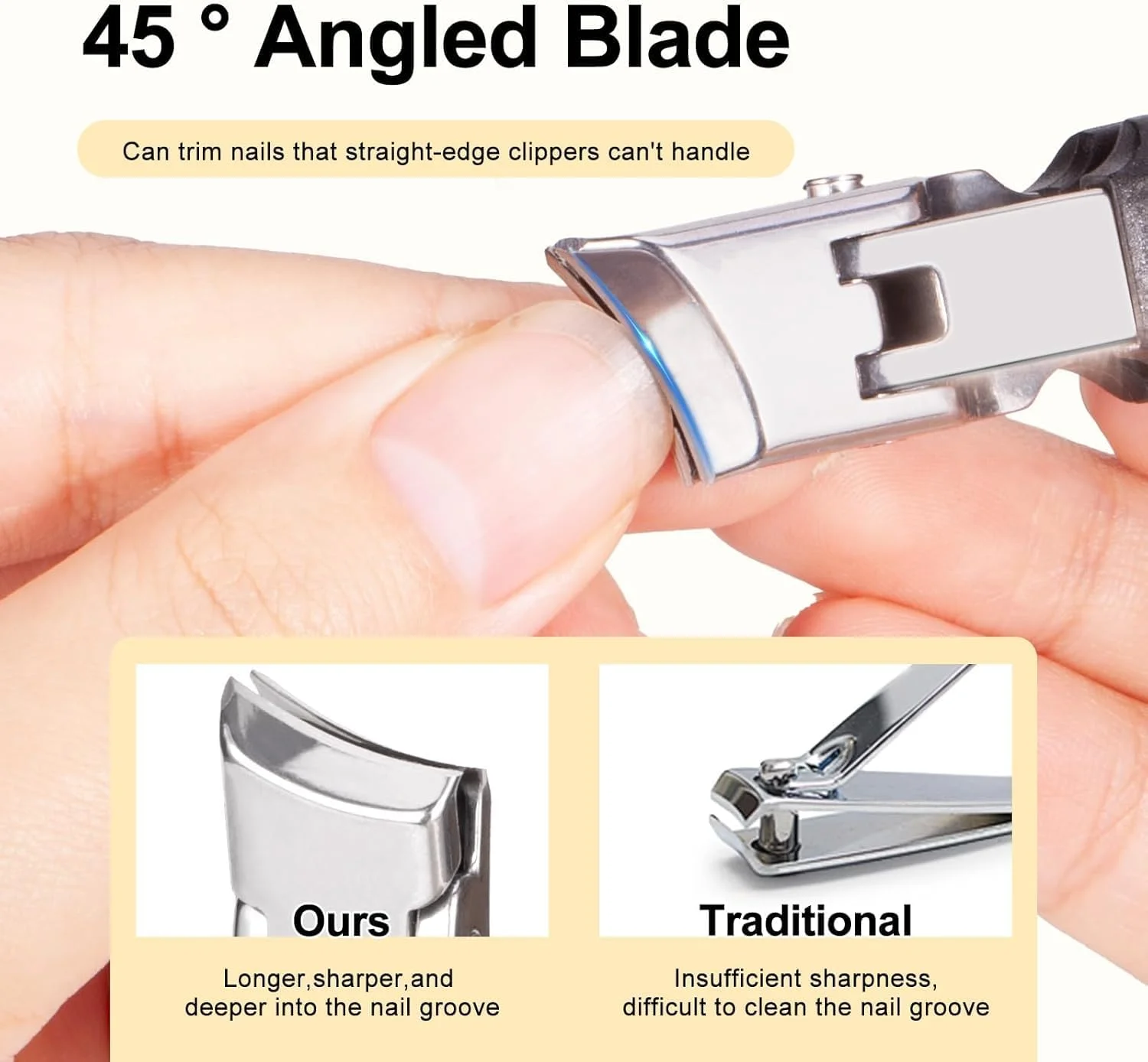 ناخن گیر اریب یلاجوی برای ناخن های ضخیم - فک پهن، طراحی ضد پاشش، ناخن گیر استیل ضد زنگ برای آقایان و بانوان (2 عددی)