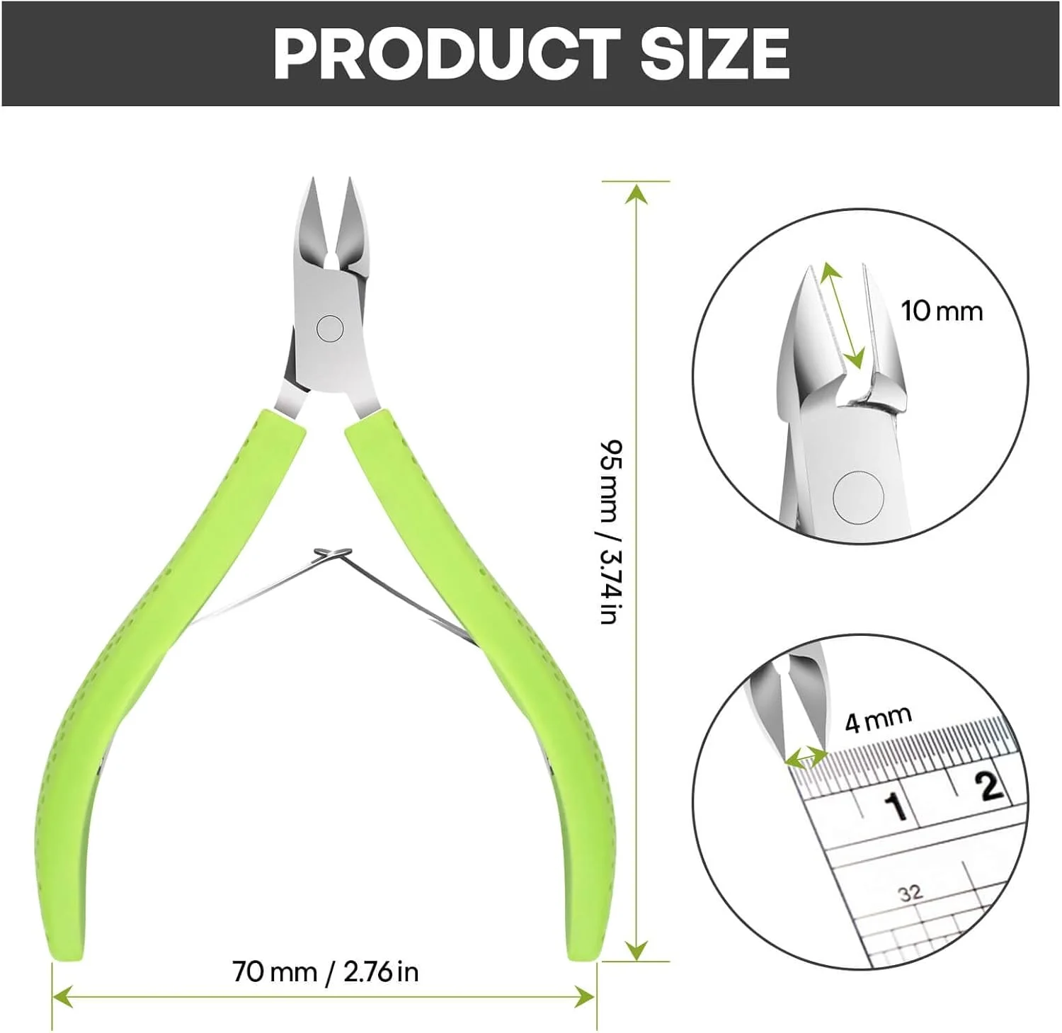 قیچی و نیپر مانیکور یلاجوی با لبه ظریف، دسته سیلیکونی، ابزار ناخن برای حذف دقیق پوست مرده، کاتر بادوام و قابل شستشو و نیپر ناخن (سبز یک عدد)