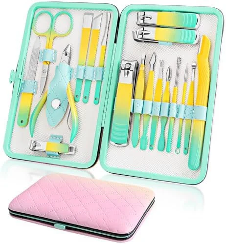 ست مانیکور و پدیکور - مجموعه 18 عددی ابزار حرفه ای مراقبت از ناخن، استیل ضد زنگ، مناسب برای آقایان و بانوان، قابل حمل (رنگ) ست مانیکور و پدیکور - مجموعه 18 عددی ابزار حرفه ای مراقبت از ناخن، استیل ضد زنگ، مناسب برای آقایان و بانوان، قابل حمل (رنگ)