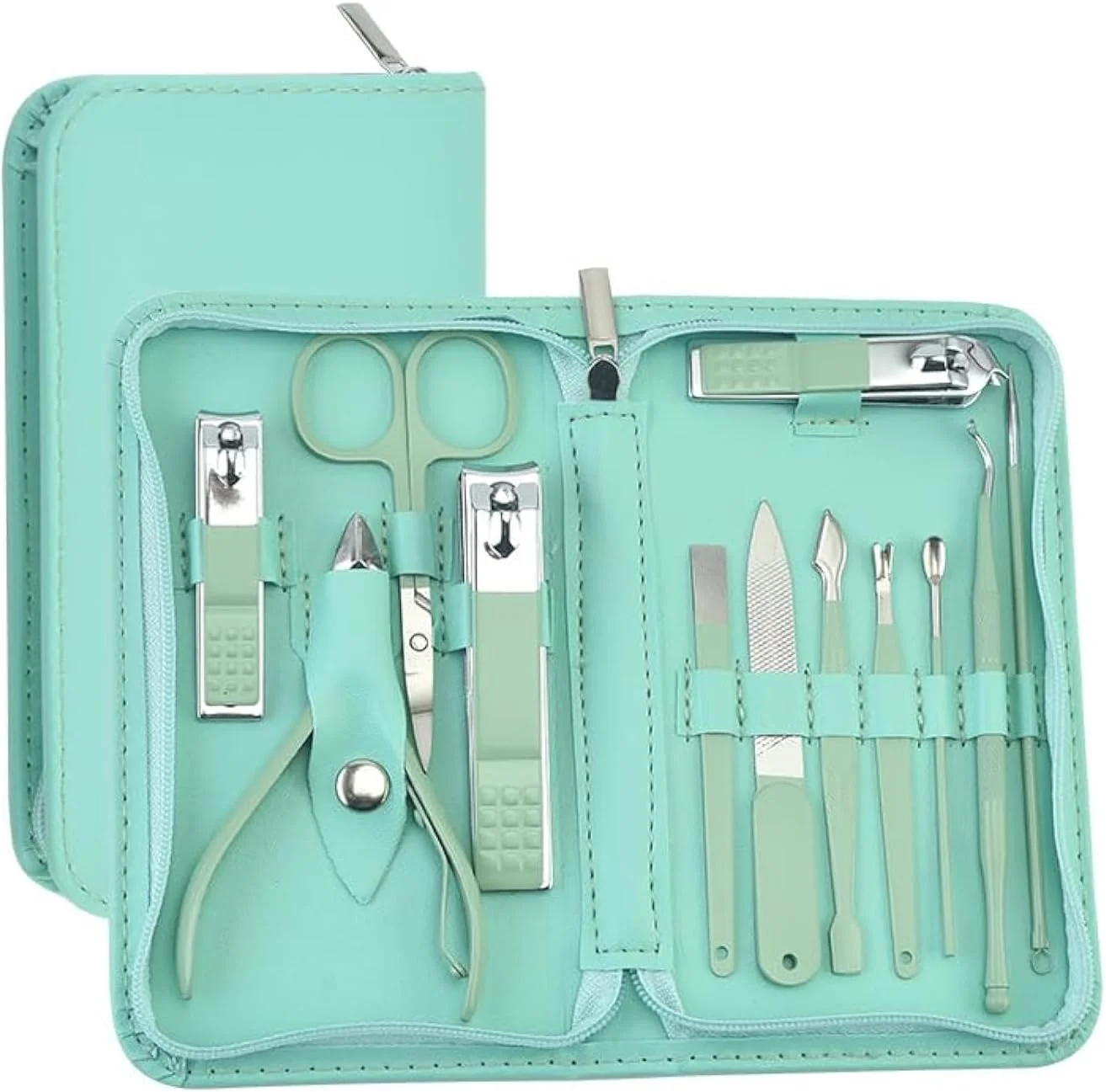 ست مانیکور قابل حمل، کیت مینی ناخن گیر مسافرتی ابزار مراقبت از پدیکور، کیت مانیکور استیل ضد زنگ حرفه ای کیت پدیکور با کیف برای مسافرت و خانه، 12 تکه (سبز) ست مانیکور قابل حمل، کیت مینی ناخن گیر مسافرتی ابزار مراقبت از پدیکور، کیت مانیکور استیل ضد زنگ حرفه ای کیت پدیکور با کیف برای مسافرت و خانه، 12 تکه (سبز)