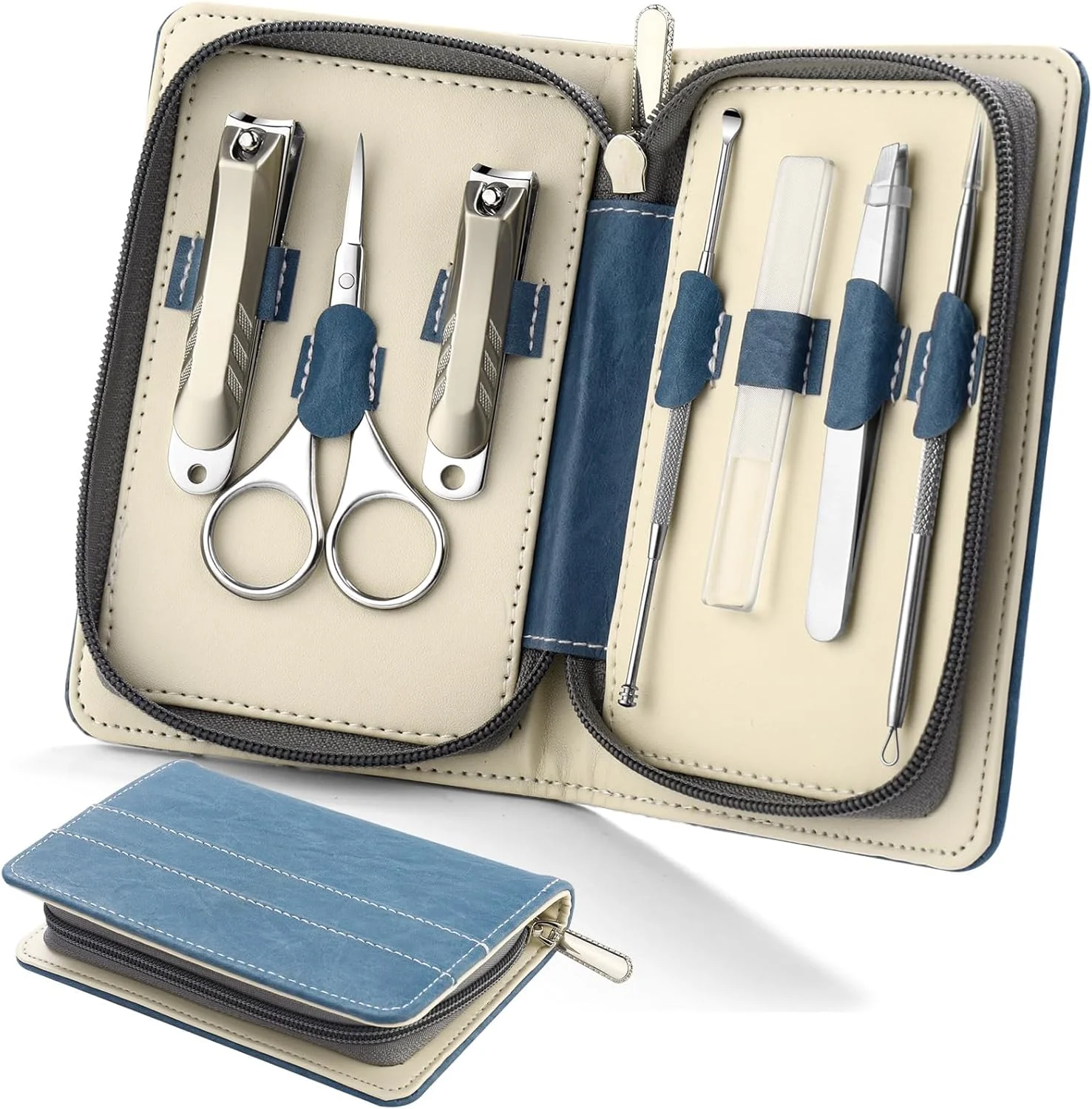 ست مانیکور و پدیکور، ست قیچی ناخن استیل ضد زنگ با کیف چرمی PU - 7 ابزار ضروری برای مراقبت شخصی از ناخن در خانه، هدیه ای ایده آل برای آقایان، خانم ها، خانواده و دوستان ست مانیکور و پدیکور، ست قیچی ناخن استیل ضد زنگ با کیف چرمی PU - 7 ابزار ضروری برای مراقبت شخصی از ناخن در خانه، هدیه ای ایده آل برای آقایان، خانم ها، خانواده و دوستان