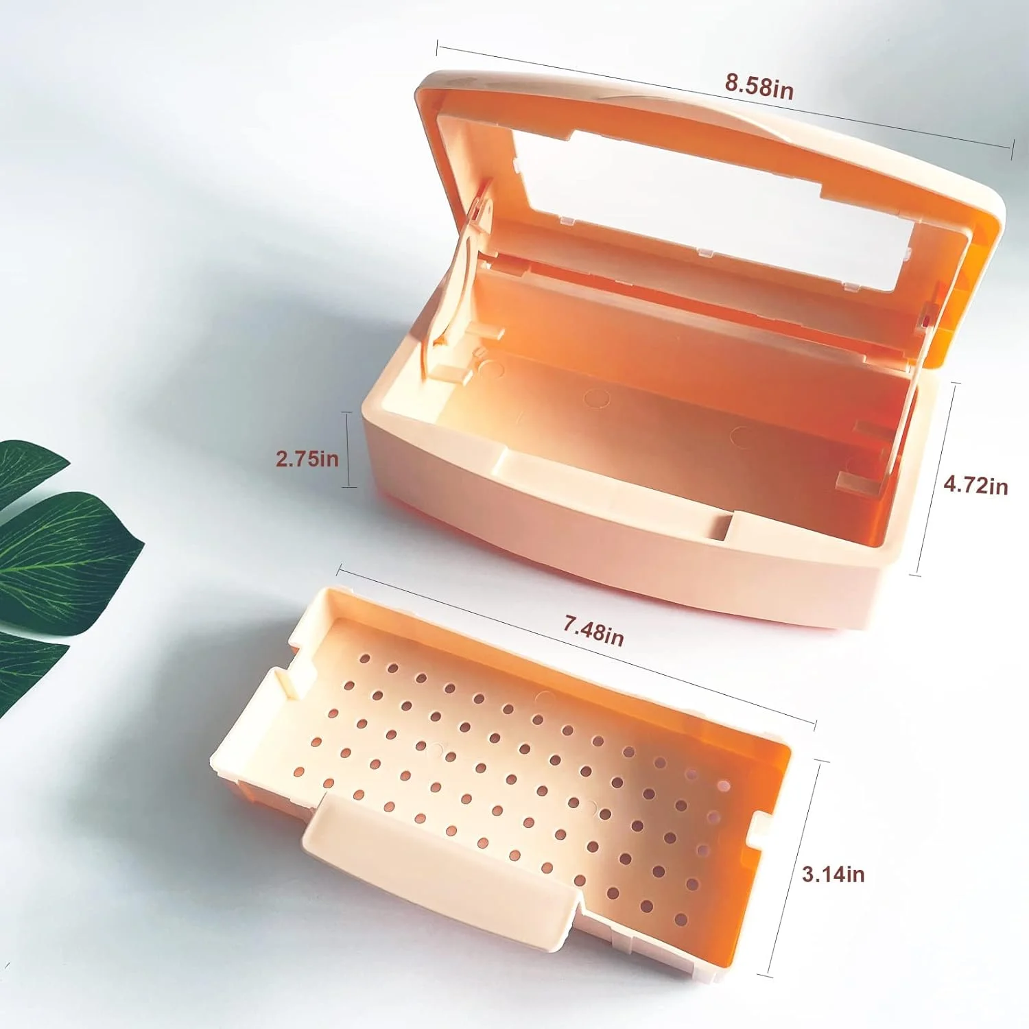 جعبه استریل ابزار پلاستیکی ناخن، سینی تمیز کننده و سازمان دهنده برای موچین ناخن، قیچی، تجهیزات مانیکور سالن و اسپا