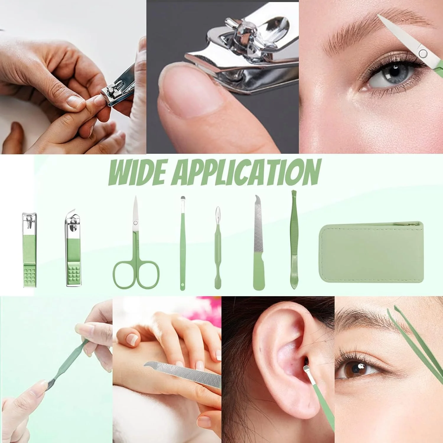 ست مانیکور 7 تکه، ست قیچی ناخن گیر استیل ضد زنگ، ابزار زیبایی مانیکور، ست مسافرتی پدیکور ناخن، ست های نظافت با بسته مسافرتی، ست مانیکور مراقبت از ناخن برای زنان و مردان (سبز) ست مانیکور 7 تکه، ست قیچی ناخن گیر استیل ضد زنگ، ابزار زیبایی مانیکور، ست مسافرتی پدیکور ناخن، ست های نظافت با بسته مسافرتی، ست مانیکور مراقبت از ناخن برای زنان و مردان (سبز)
