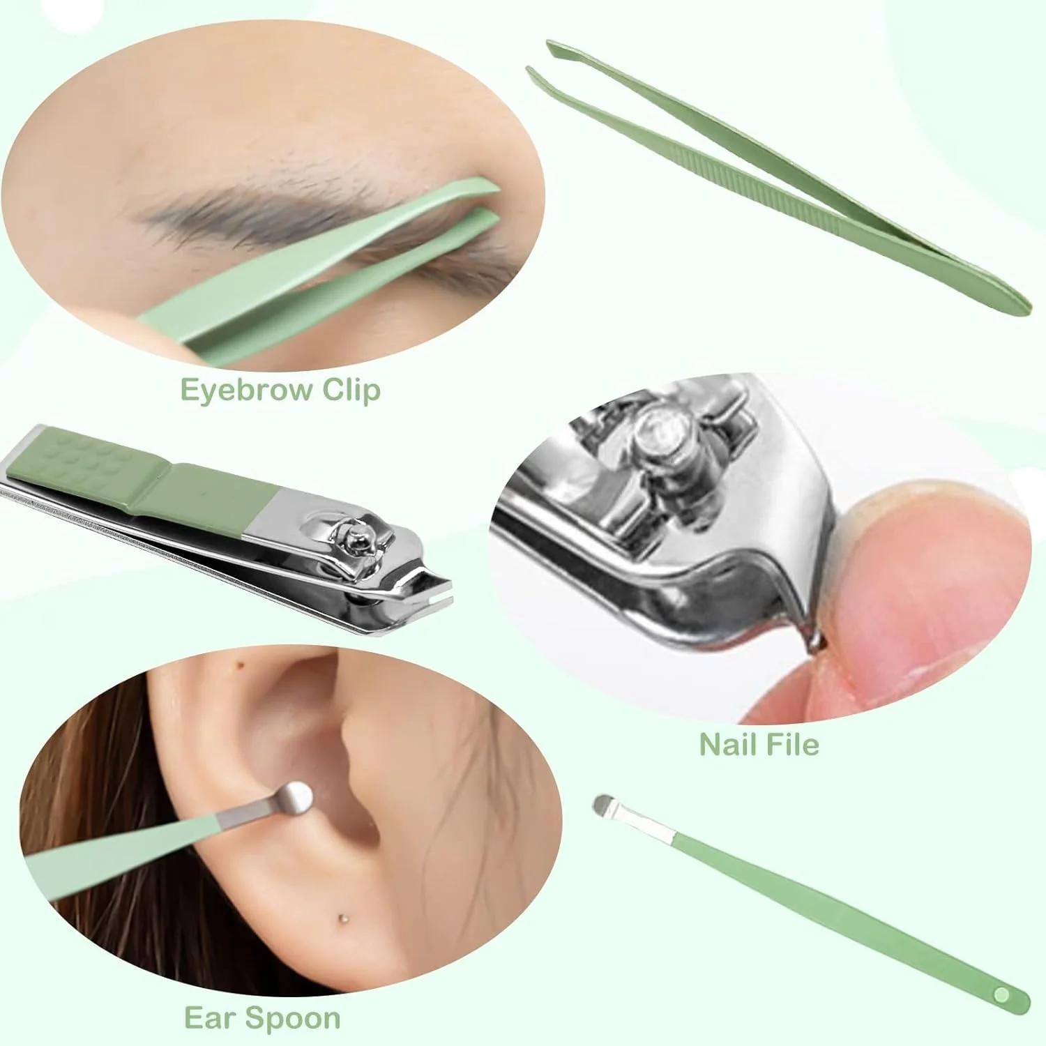 ست مانیکور 7 تکه، ست قیچی ناخن گیر استیل ضد زنگ، ابزار زیبایی مانیکور، ست مسافرتی پدیکور ناخن، ست های نظافت با بسته مسافرتی، ست مانیکور مراقبت از ناخن برای زنان و مردان (سبز) ست مانیکور 7 تکه، ست قیچی ناخن گیر استیل ضد زنگ، ابزار زیبایی مانیکور، ست مسافرتی پدیکور ناخن، ست های نظافت با بسته مسافرتی، ست مانیکور مراقبت از ناخن برای زنان و مردان (سبز)
