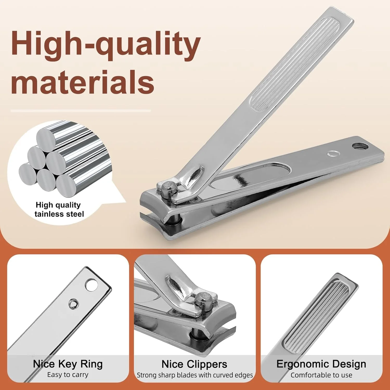 ست مانیکور استیل ضد زنگ درجه یک، کیت پیرایش 6 تکه با کیف PU، ابزار مراقبت از ناخن قابل حمل، هدیه قیچی ناخن دقیق برای آقایان و خانم ها