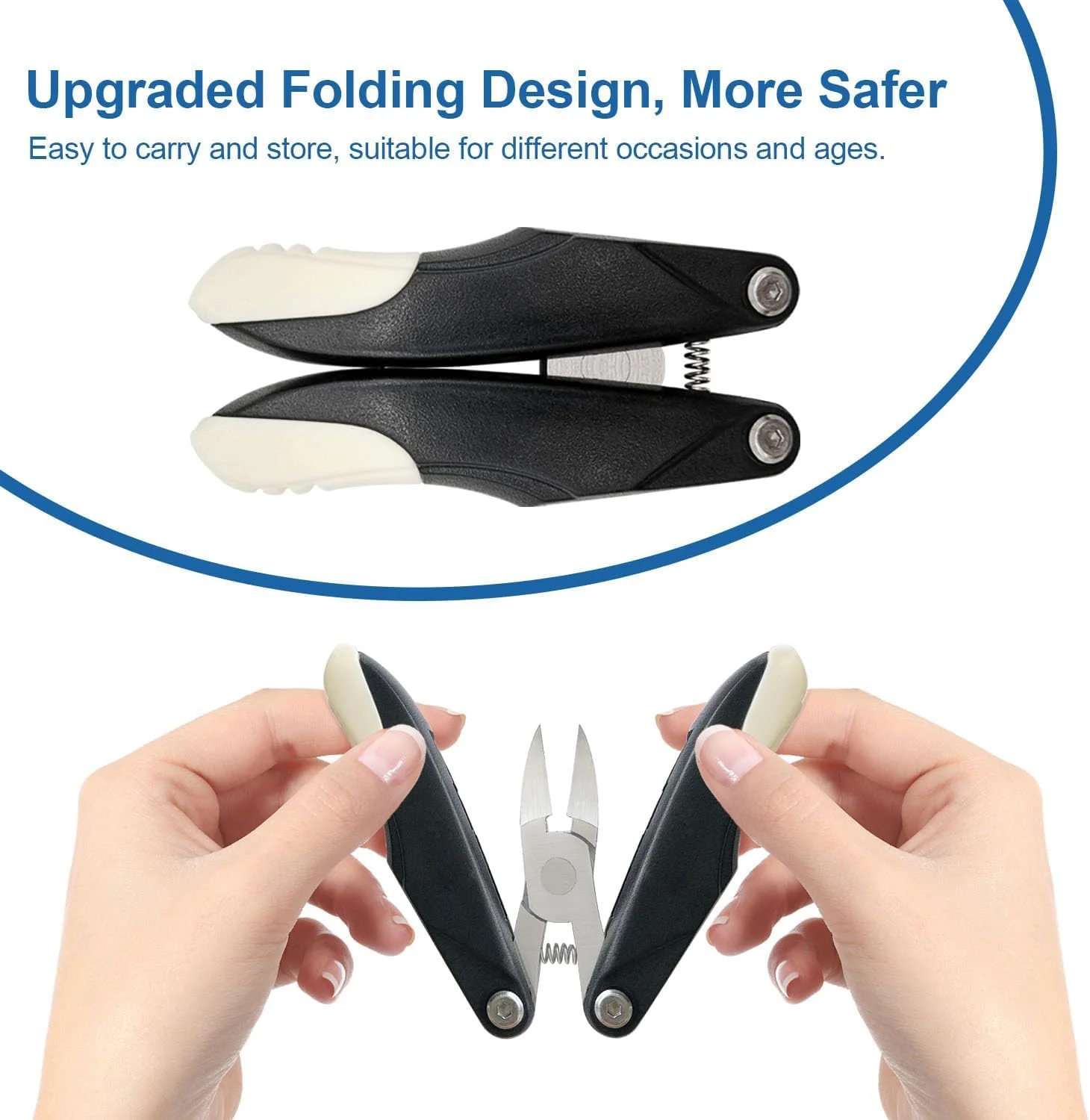 ناخن گیر تاشو برای ناخن های فرورفته، ناخن گیر استیل ضد زنگ برای برداشتن ناخن های فرورفته، ناخن گیر سنگین با تیغه های خمیده بسیار تیز، ناخن گیر حرفه ای برای ناخن های ضخیم، مشکی