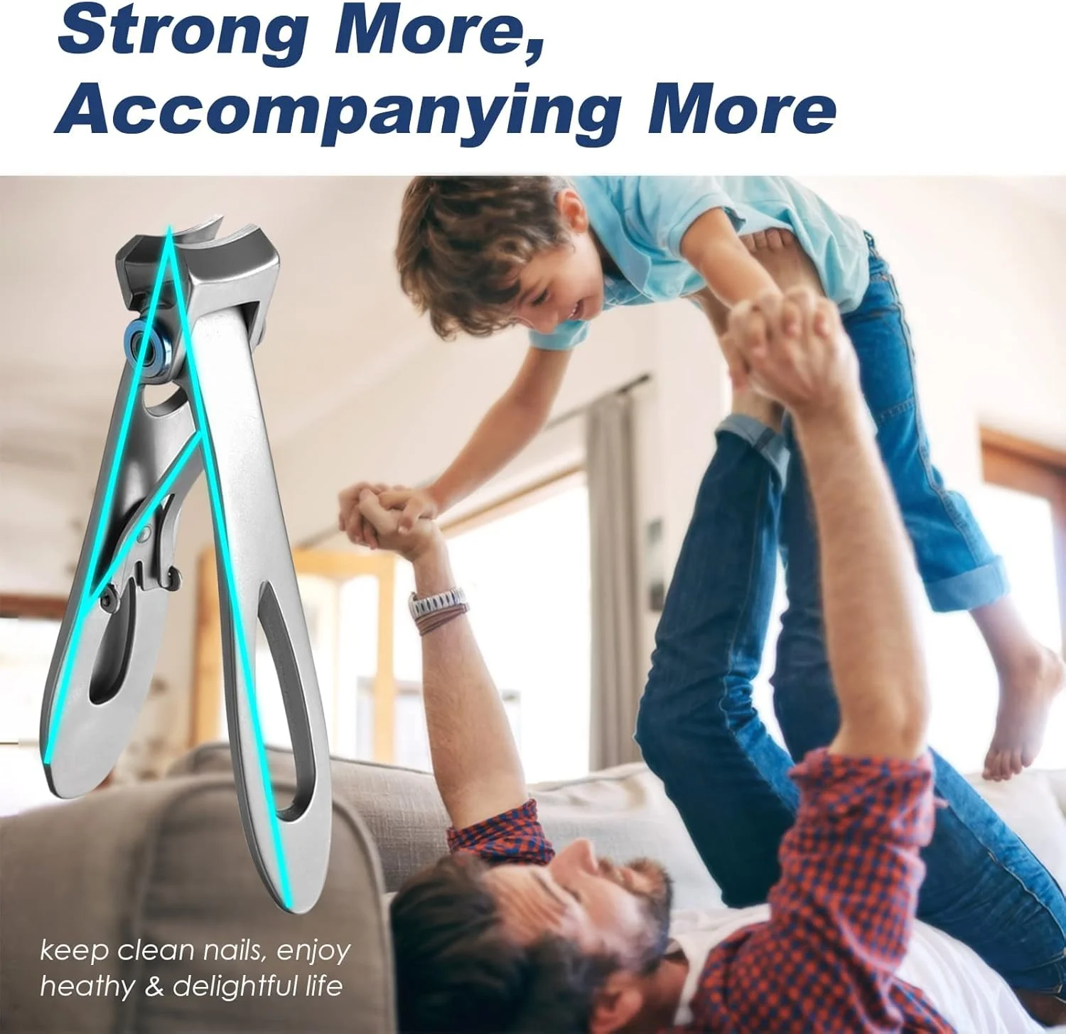 ناخن گیر KASTWAVE با دهانه پهن برای ناخن های ضخیم، ناخن گیر بزرگ برای ناخن های پا، ناخن گیر استیل ضد زنگ سنگین و بزرگ برای سالمندان، آقایان و بانوان (نقره ای)