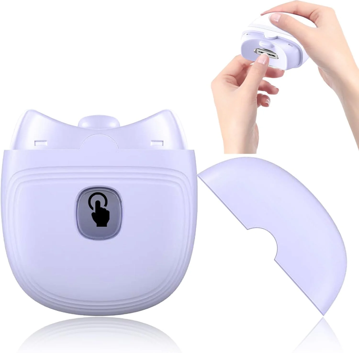 ناخن گیر برقی برای بزرگسالان، کودکان و سالمندان با 2 سرعت، طراحی منحنی بی سیم، بدون صدا، سمباده زدن و صاف کردن ناخن، ماشین اصلاح ناخن اتوماتیک با چراغ LED (بنفش)
