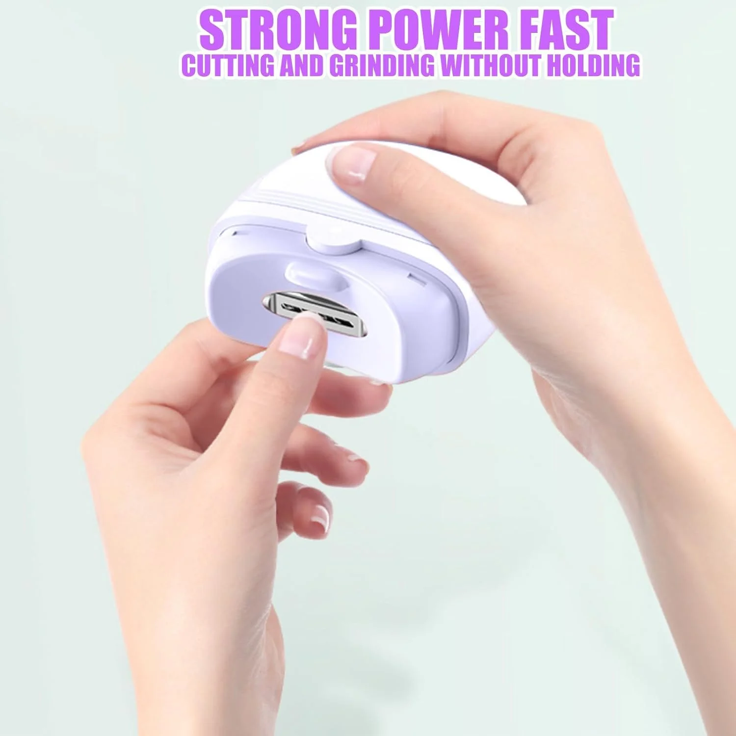 ناخن گیر برقی برای بزرگسالان، کودکان و سالمندان با 2 سرعت، طراحی منحنی بی سیم، بدون صدا، سمباده زدن و صاف کردن ناخن، ماشین اصلاح ناخن اتوماتیک با چراغ LED (بنفش)