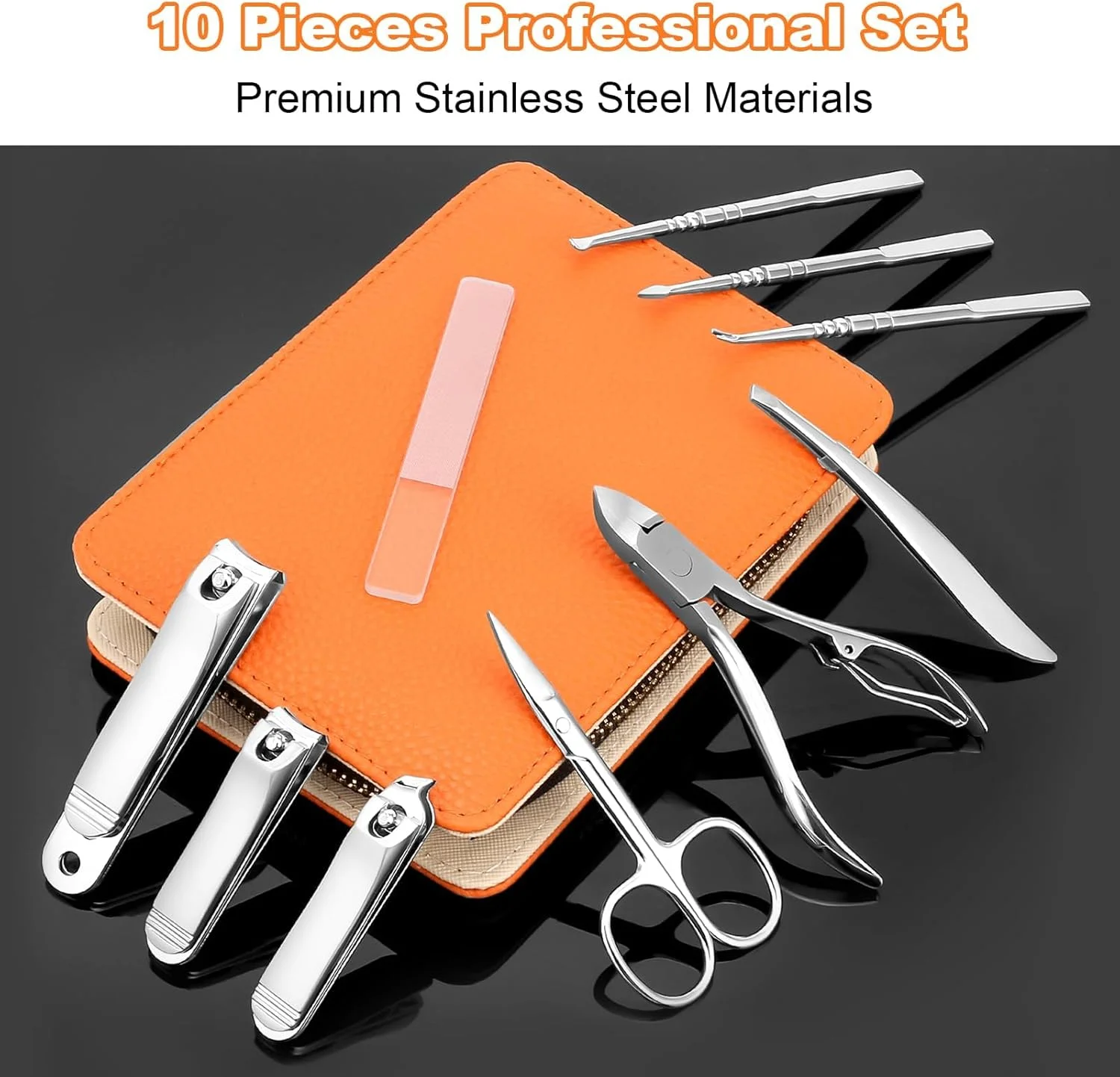 ست مانیکور حرفه ای NALACAL برای بزرگسالان، ست پدیکور 10 در 1 شامل ناخن گیر با کیفیت بالا و انبر ناخن پا با کیف چرمی مسافرتی. کیت نظافت و مراقبت از ناخن استیل ضد زنگ سنگین.