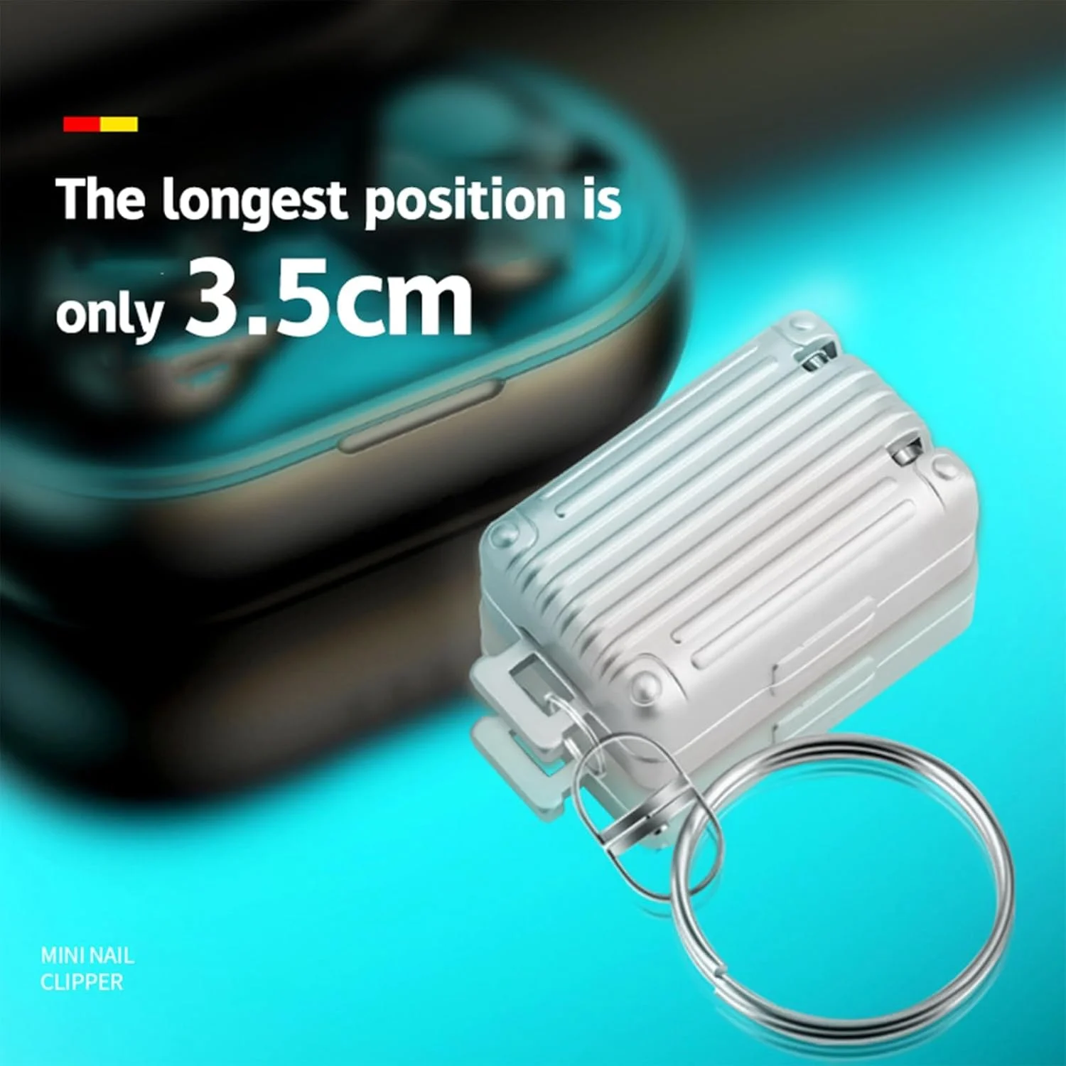 ناخن گیر تاشو چمدانی با جاکلیدی، طراحی فلزی مینی تاشو قابل حمل، ناخن گیر استیل ضد زنگ قابل حمل، گیره کیف کلید ماشین تزئین کوله پشتی (نقره ای)