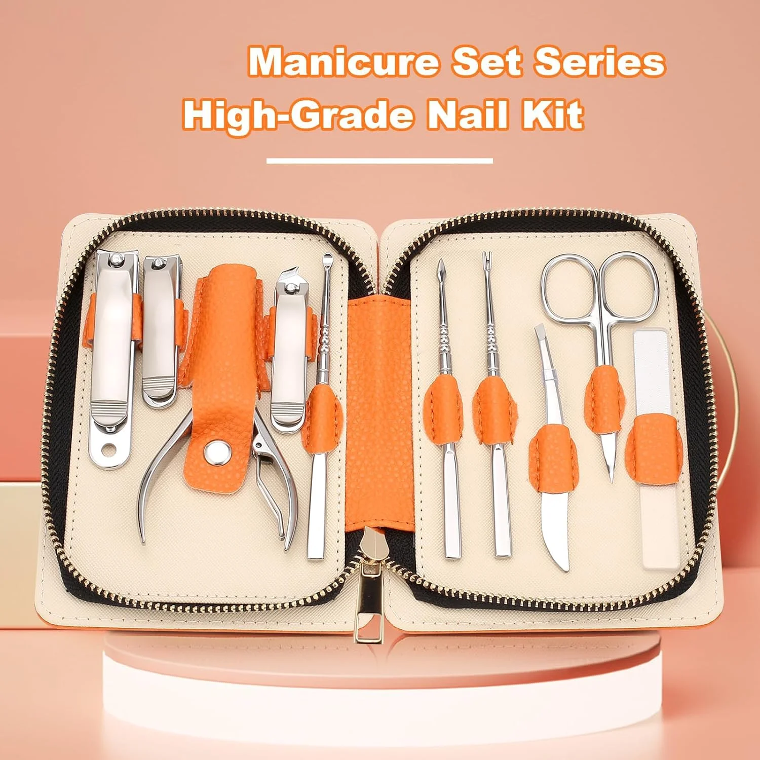 ست مانیکور حرفه ای NALACAL برای بزرگسالان، ست پدیکور 10 در 1 شامل ناخن گیر با کیفیت بالا و انبر ناخن پا با کیف چرمی مسافرتی. کیت نظافت و مراقبت از ناخن استیل ضد زنگ سنگین.