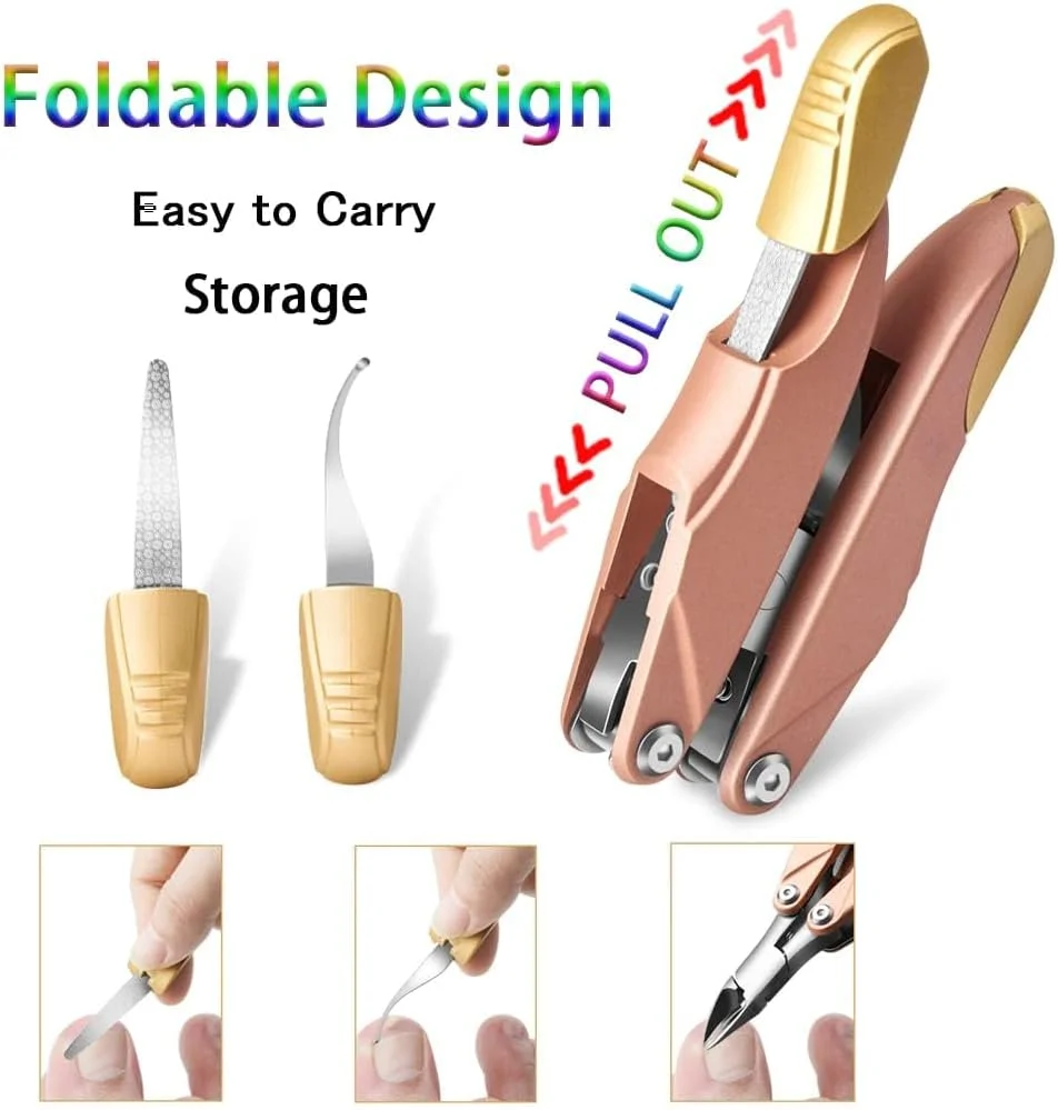 ناخن گیر انگشت شست پا NALACAL برای ناخن های ضخیم، ناخن گیر حرفه ای برای ناخن های ضخیم و فرو رفته، ناخن گیر 3 در 1، حمل و نگهداری آسان، ناخن گیر تاشو و بادوام برای آقایان و بانوان
