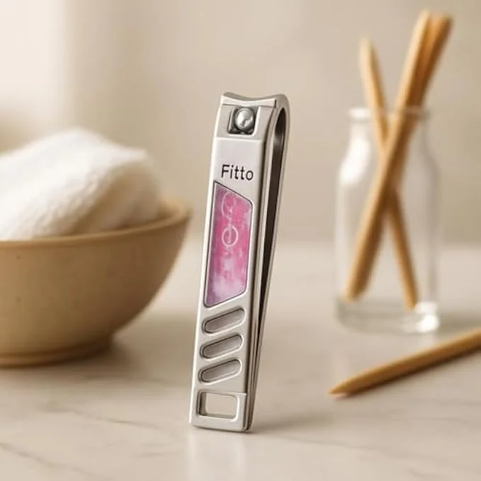 ناخن گیر فیتو ۸x۱.۴ سانتی متر صورتی - ناخن گیر جمع و جور قابل حمل برای ناخن های دست و پا، ابزار مانیکور و پدیکور مسافرتی