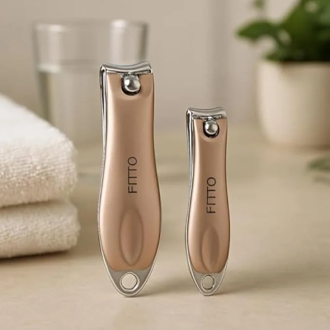 ست دو عددی ناخن گیر استیل فیتو (8x1.7 سانتی متر و 6.5x1.4 سانتی متر) مناسب مانیکور و پدیکور، قابل حمل