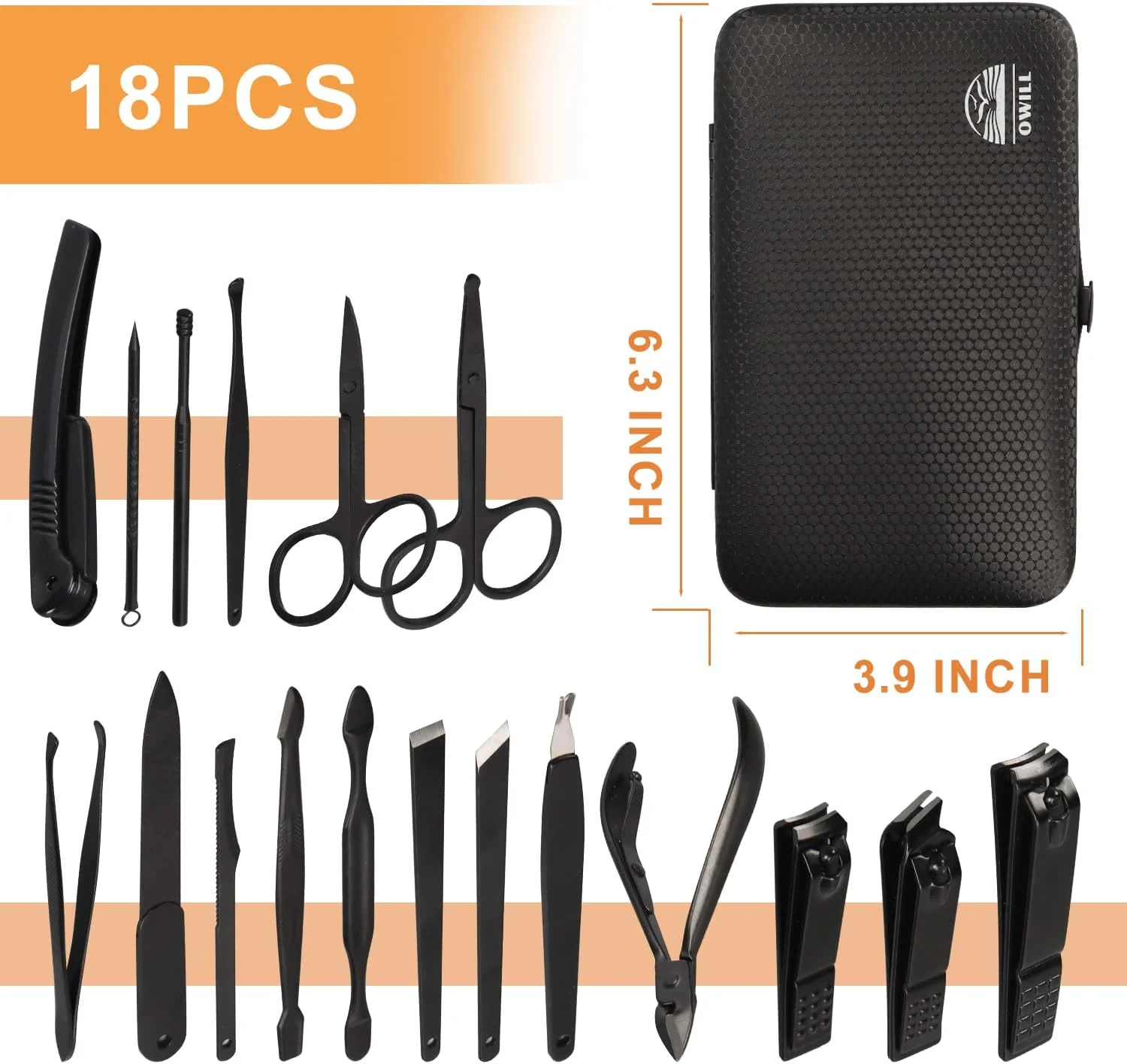 ست مانیکور OWill، ست 18 تکه ناخن گیر پدیکور، ست مراقبت از ناخن، ست حرفه ای پیرایش، ابزار، هدیه برای مردان، همسر، دوستان و والدین (مشکی و قهوه ای) ست مانیکور OWill، ست 18 تکه ناخن گیر پدیکور، ست مراقبت از ناخن، ست حرفه ای پیرایش، ابزار، هدیه برای مردان، همسر، دوستان و والدین (مشکی و قهوه ای)