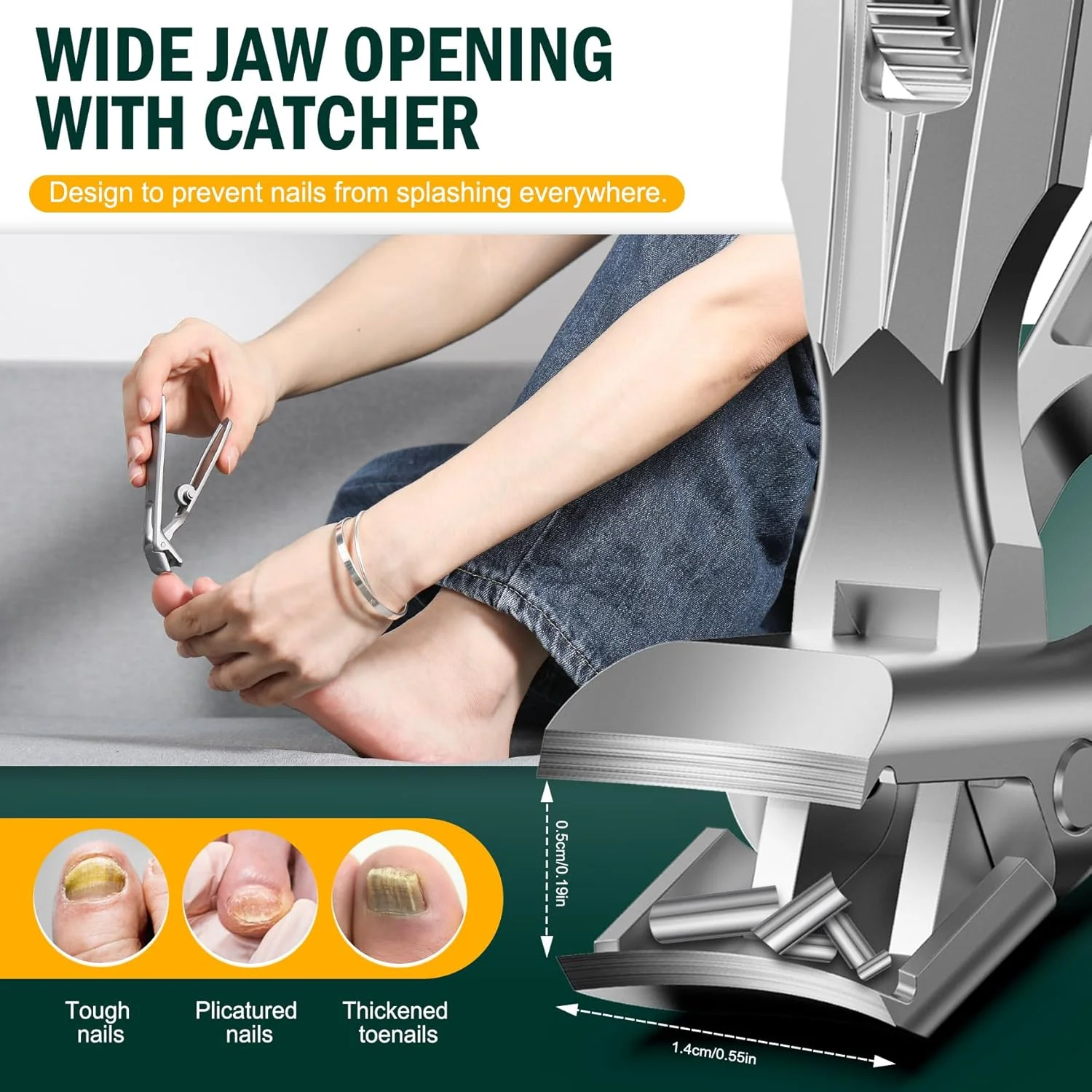 ناخن گیر سر زاویه دار FVION برای ناخن های ضخیم - ناخن گیر ارگونومیک با دسته بلند برای سالمندان به همراه قفل ایمنی، ناخن گیر انگشت استیل ضد زنگ با محفظه جمع آوری برای آقایان و بانوان (نقره ای) ناخن گیر سر زاویه دار FVION برای ناخن های ضخیم - ناخن گیر ارگونومیک با دسته بلند برای سالمندان به همراه قفل ایمنی، ناخن گیر انگشت استیل ضد زنگ با محفظه جمع آوری برای آقایان و بانوان (نقره ای)