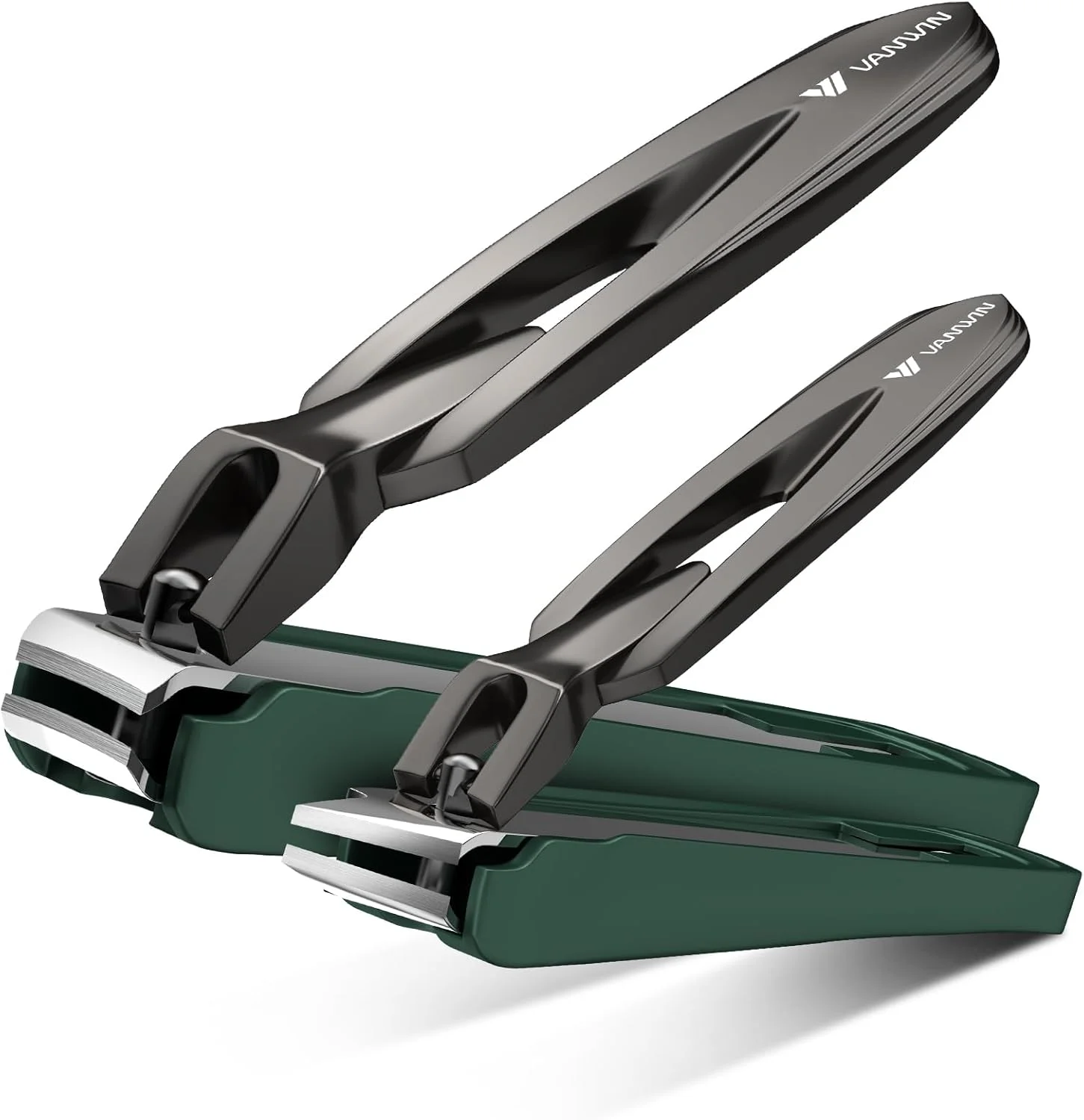 ناخن گیر با محفظه جمع آوری ناخن برای آقایان و بانوان، ناخن گیر تیز با لبه های خمیده و صاف VANWIN برای ناخن های ضخیم پا و ناخن های فرو رفته، ناخن گیر استیل ضد زنگ با طراحی ضد پاشش