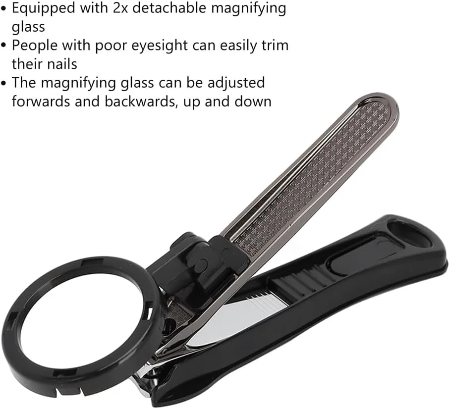 ناخن گیر با ذره بین جداشدنی، ناخن گیر استیل ضد زنگ AZONEE برای افراد مسن، بزرگنمایی 2 برابری قابل تنظیم، ناخن گیر دسته ارگونومیک برای آقایان و بانوان، مشکی ناخن گیر با ذره بین جداشدنی، ناخن گیر استیل ضد زنگ AZONEE برای افراد مسن، بزرگنمایی 2 برابری قابل تنظیم، ناخن گیر دسته ارگونومیک برای آقایان و بانوان، مشکی