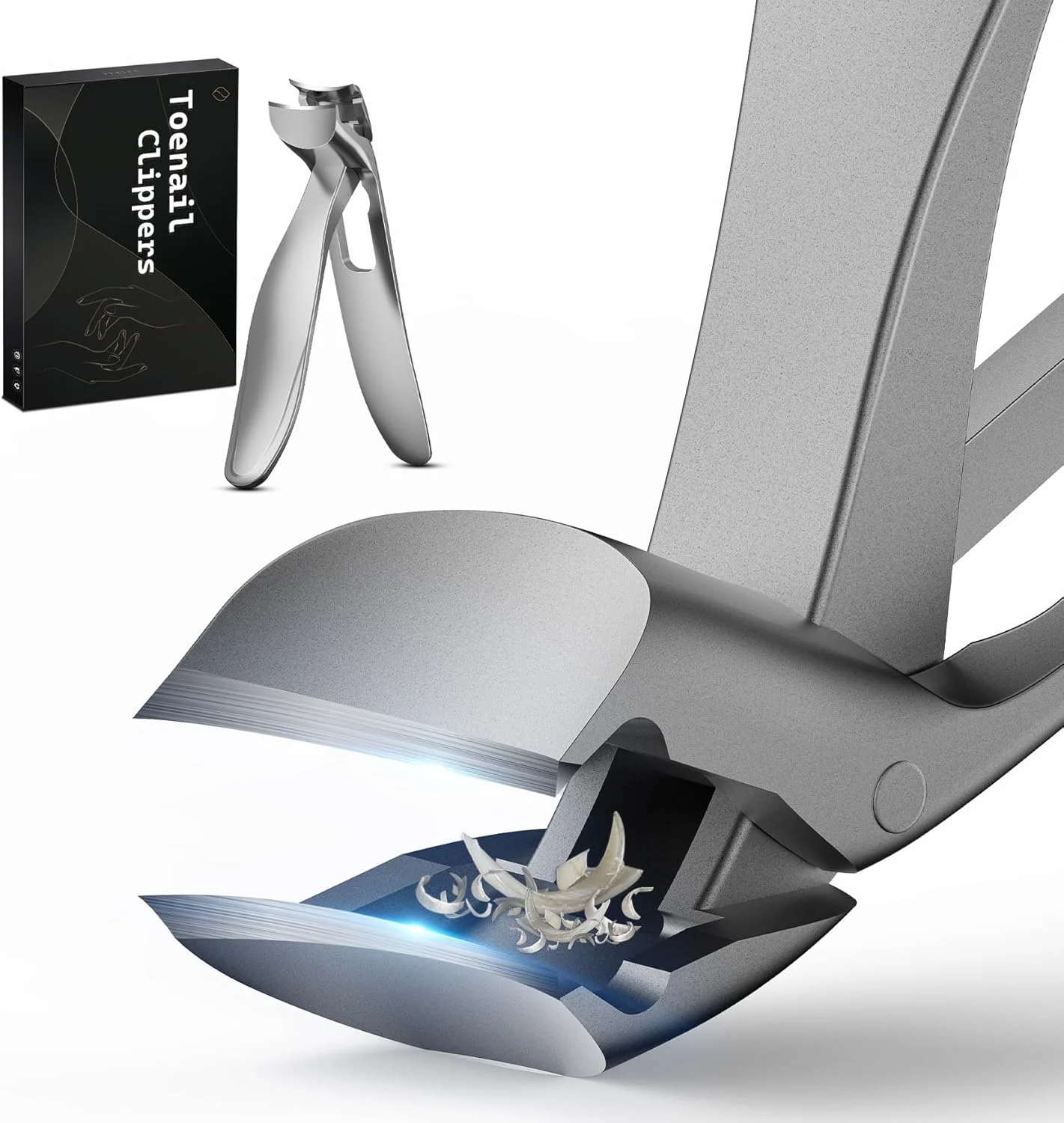 ناخن گیر سر زاویه دار با دسته بلند FERYES برای سالمندان - ناخن گیر بزرگ با دهانه پهن به همراه محفظه جمع آوری ناخن برای ناخن های ضخیم - پیرایش آسان تر، طراحی ارگونومیک