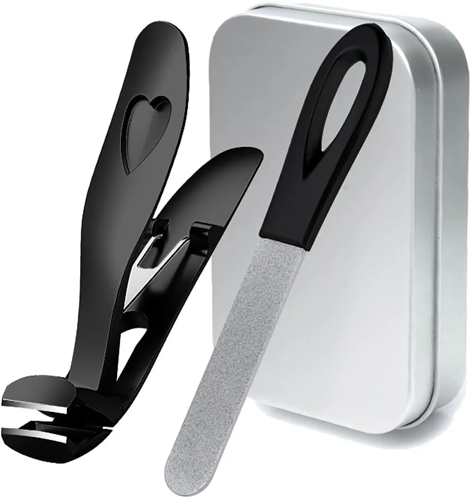 ست ناخن گیر برای آقایان و بانوان، ناخن گیرهای استیل ضد زنگ سنگین، ناخن گیر با سوهان دو طرفه، دهانه فک پهن برای ناخن های ضخیم، ست ناخن گیر مشکی (2 تکه) ست ناخن گیر برای آقایان و بانوان، ناخن گیرهای استیل ضد زنگ سنگین، ناخن گیر با سوهان دو طرفه، دهانه فک پهن برای ناخن های ضخیم، ست ناخن گیر مشکی (2 تکه)