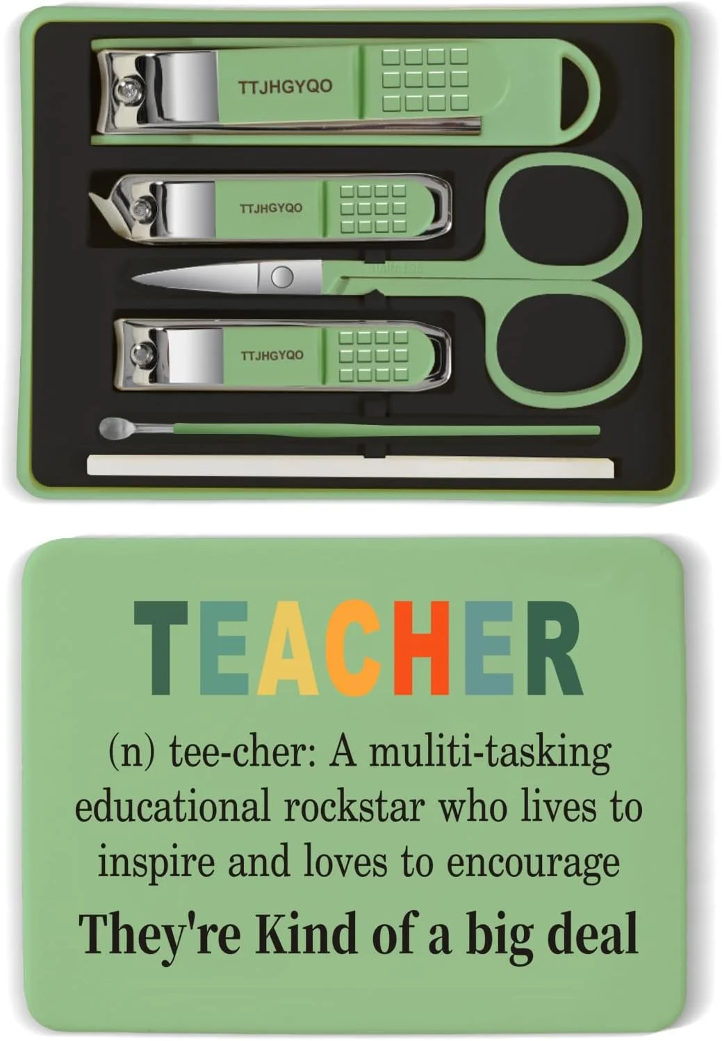 ست هدیه قدردانی از معلم، ست ناخن گیر 6 تکه، ناخن گیر استیل ضد زنگ، ست ناخن گیر تیز برای ناخن های ضخیم و ناخن های فرورفته (سبز معلم) ست هدیه قدردانی از معلم، ست ناخن گیر 6 تکه، ناخن گیر استیل ضد زنگ، ست ناخن گیر تیز برای ناخن های ضخیم و ناخن های فرورفته (سبز معلم)