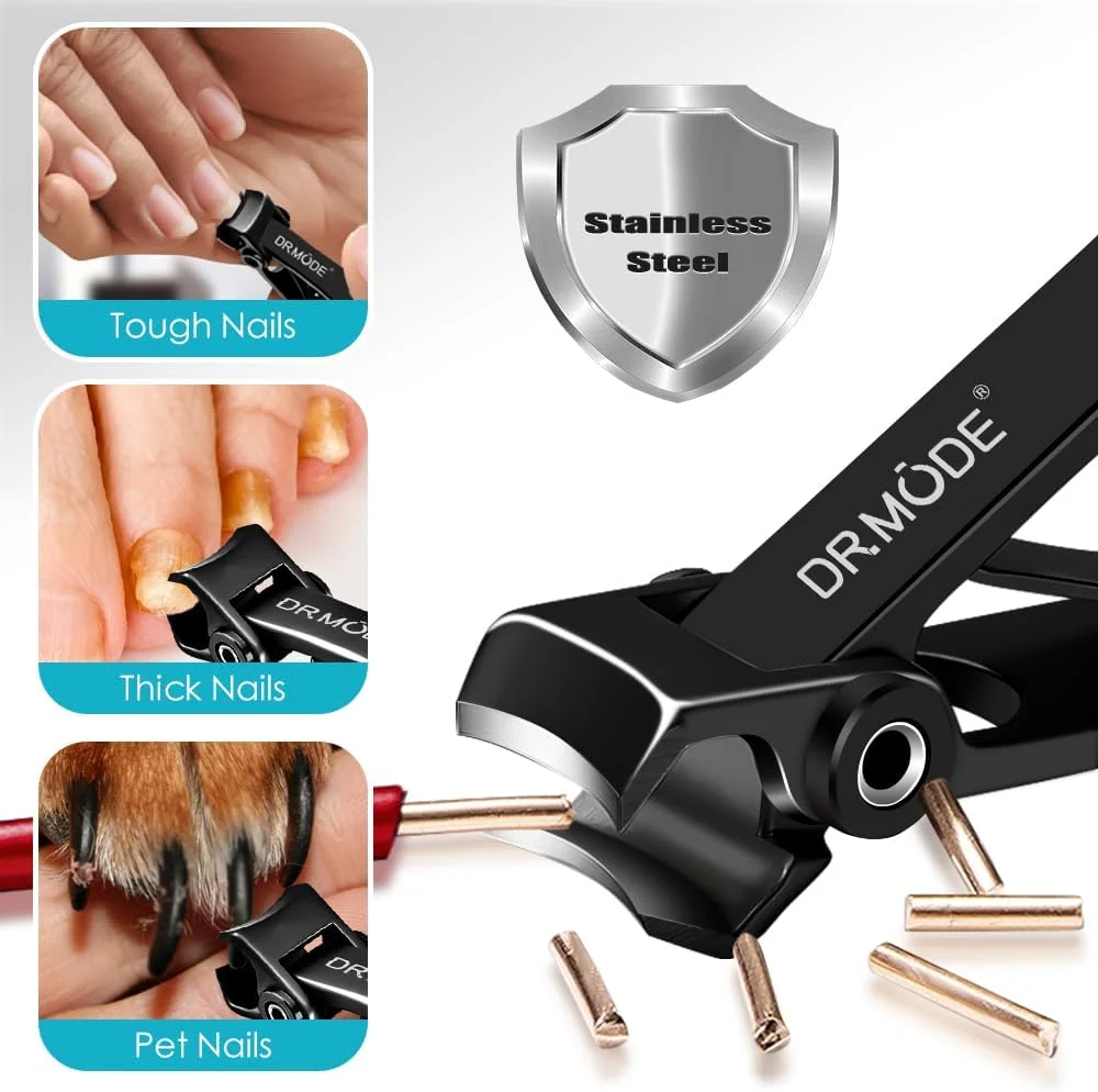 ناخن گیر DRMODE برای ناخن های ضخیم آقایان، ناخن گیر انگشتان پا با تیغه تیز و دهانه 15 میلی متری، ناخن گیر بزرگ برای سالمندان با دسته بلند و سوهان ناخن