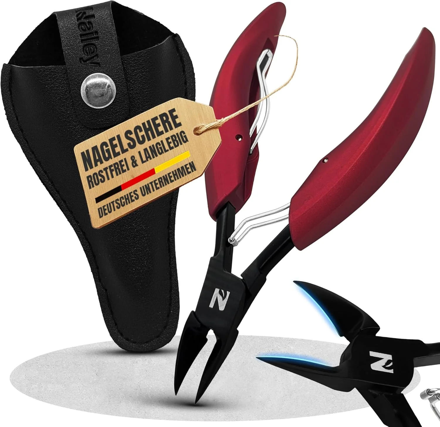 ناخن گیر برای ناخن های پا در جعبه چرمی، انبر ناخن پا برای ناخن های ضخیم و سخت، ناخن گیر استیل ضد زنگ، پدیکور، ابزار پیرایش حرفه ای ناخن پا، قیچی ناخن