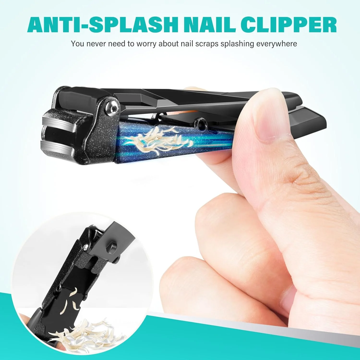 ناخن گیر مردانه با محفظه جمع آوری - ناخن گیر بزرگ و مقاوم بدون ایجاد کثیفی، ناخن گیر فوق العاده تیز برای ناخن های دست و پا به همراه سوهان ناخن ناخن گیر مردانه با محفظه جمع آوری - ناخن گیر بزرگ و مقاوم بدون ایجاد کثیفی، ناخن گیر فوق العاده تیز برای ناخن های دست و پا به همراه سوهان ناخن