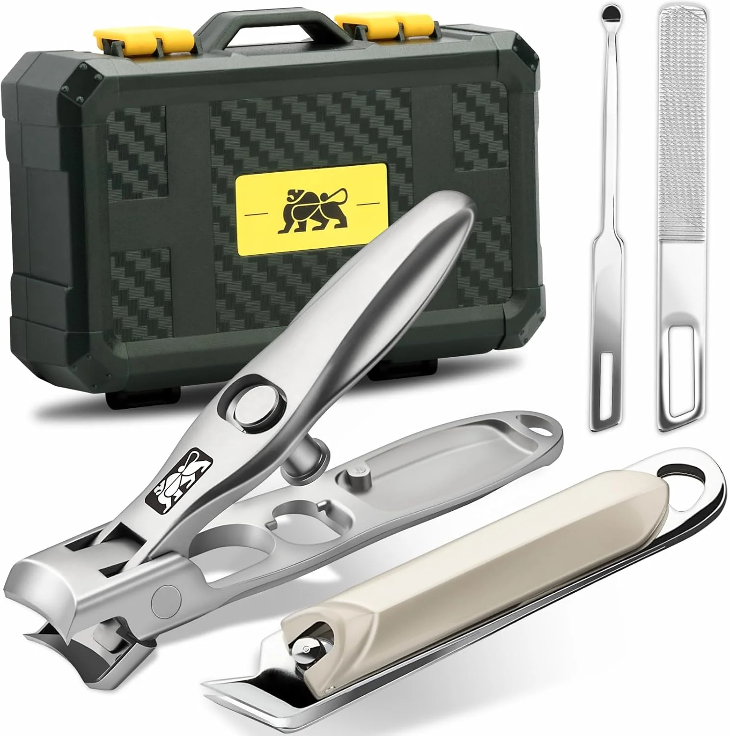 ست ناخن گیر با قیچی ناخن لبه مورب، گوش پاک کن، سوهان ناخن، مناسب آقایان، بانوان و سالمندان، به همراه کیف، ست 4 عددی ست ناخن گیر با قیچی ناخن لبه مورب، گوش پاک کن، سوهان ناخن، مناسب آقایان، بانوان و سالمندان، به همراه کیف، ست 4 عددی