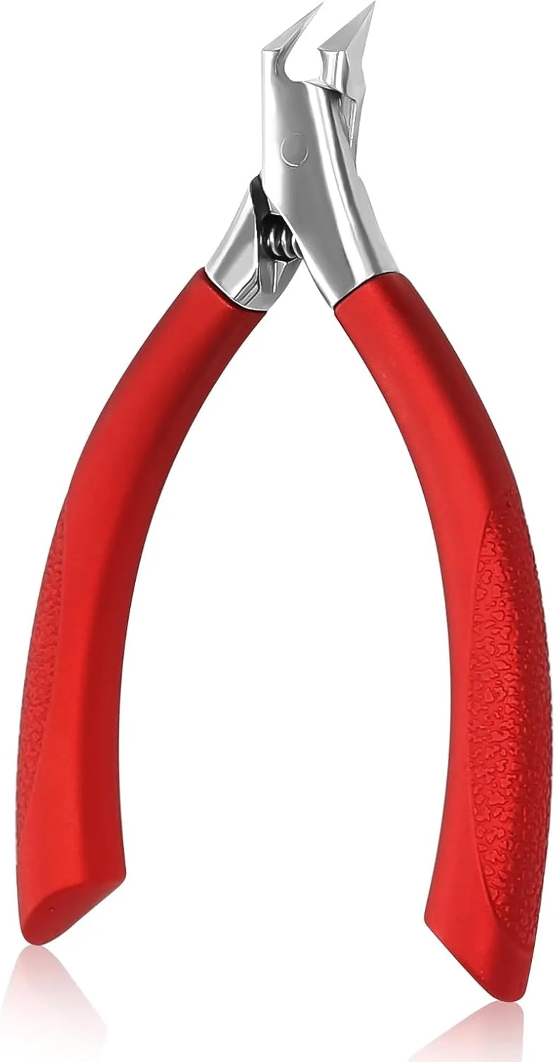 ناخن گیر برای ناخن های ضخیم، ناخن گیر حرفه ای، ناخن گیر استیل ضد زنگ، قیچی ناخن ارگونومیک برای زنان، مردان و سالمندان (قرمز)