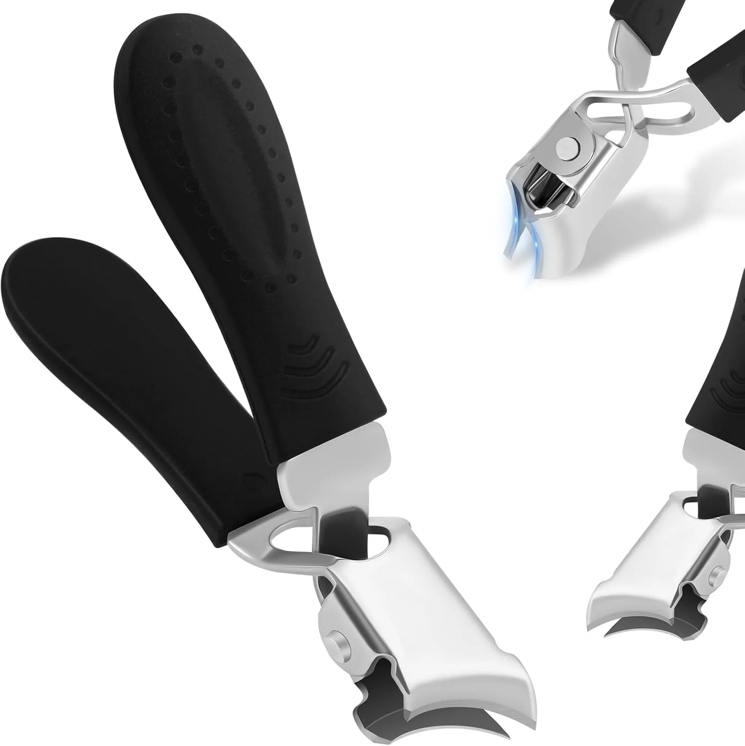 ناخن گیر LOPHE، ناخن گیر ارگونومیک با تیغه خمیده، ناخن گیر اریب با دهانه پهن برای ناخن های ضخیم سالمندان، مشکی