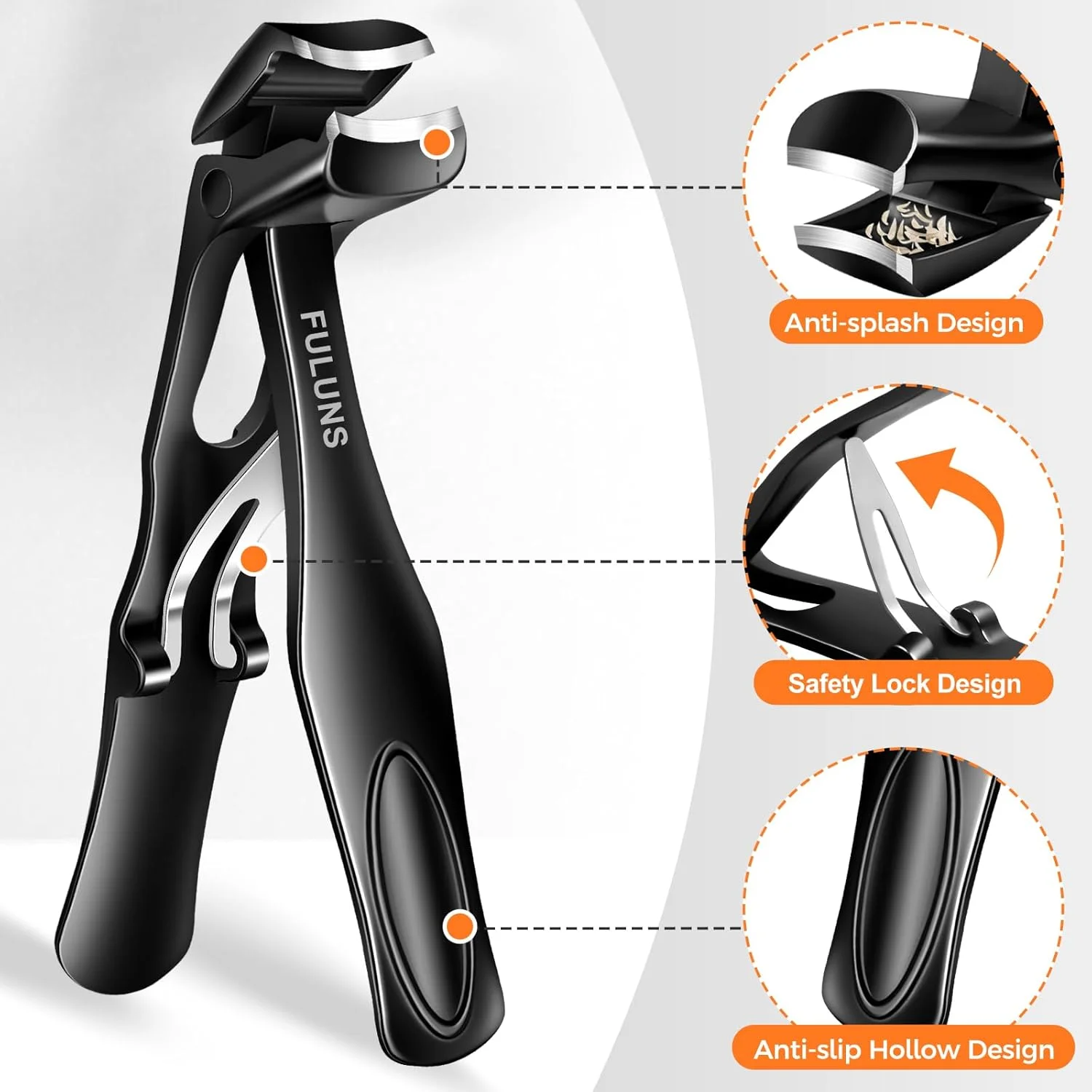 ناخن گیر برای ناخن های ضخیم آقایان، ناخن گیر سر زاویه دار بزرگ برای سالمندان، ناخن گیر با دهانه فک پهن، ناخن گیر ارتقا یافته تیز و مورب منحنی، بدون پاشیدن ناخن