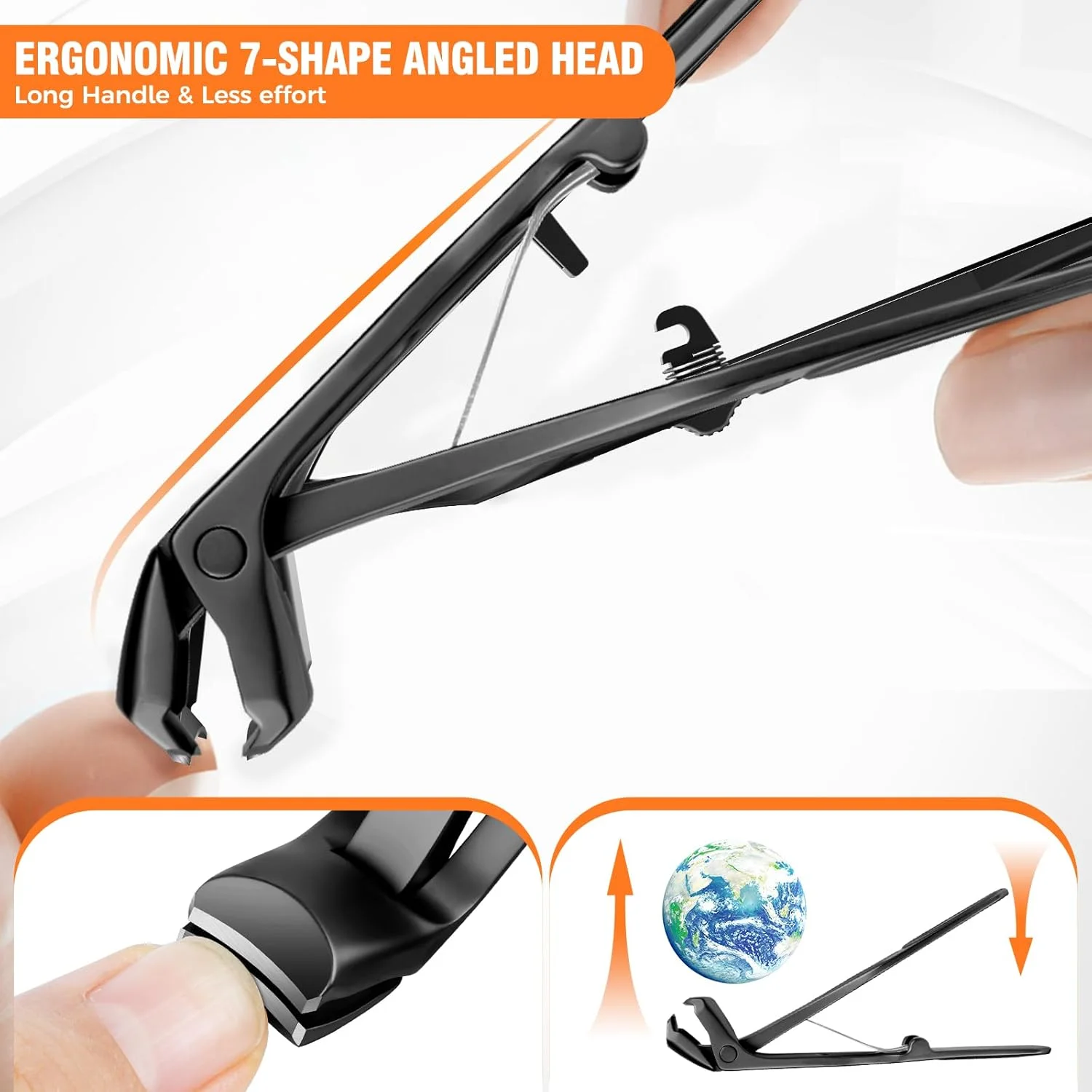 ناخن گیر برای ناخن های ضخیم آقایان، ناخن گیر سر زاویه دار بزرگ برای سالمندان، ناخن گیر با دهانه فک پهن، ناخن گیر ارتقا یافته تیز و مورب منحنی، بدون پاشیدن ناخن