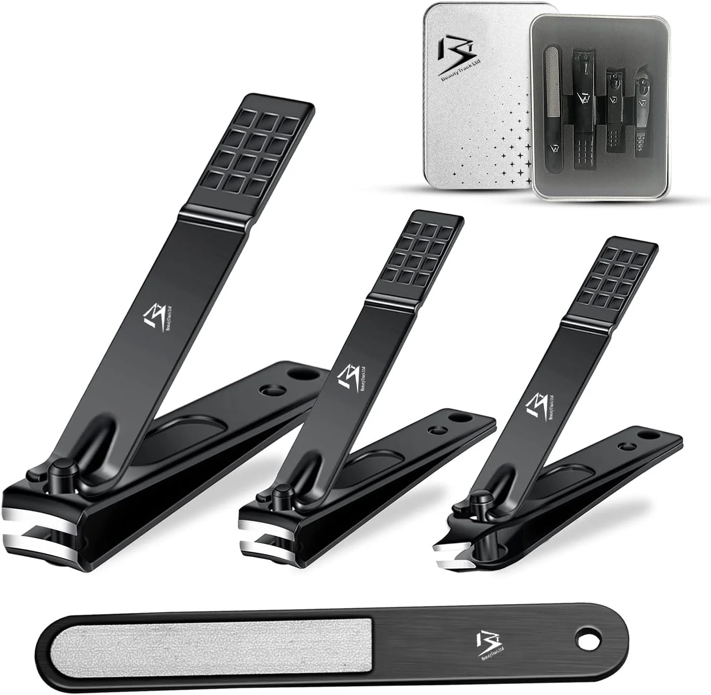 ناخن گیر چهارتایی BeautyTrack، ناخن گیر انگشتان دست و پا از جنس استیل ضد زنگ، مناسب برای آقایان و بانوان ناخن گیر چهارتایی BeautyTrack، ناخن گیر انگشتان دست و پا از جنس استیل ضد زنگ، مناسب برای آقایان و بانوان